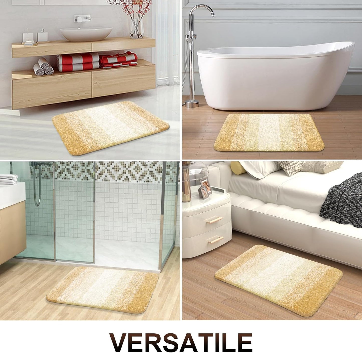 OLANLY Bathroom Runner Rug - Extra Soft Microfiber Mat with Rubber Backing | Quick Dry, Washable, 47x20, Light Yellow
