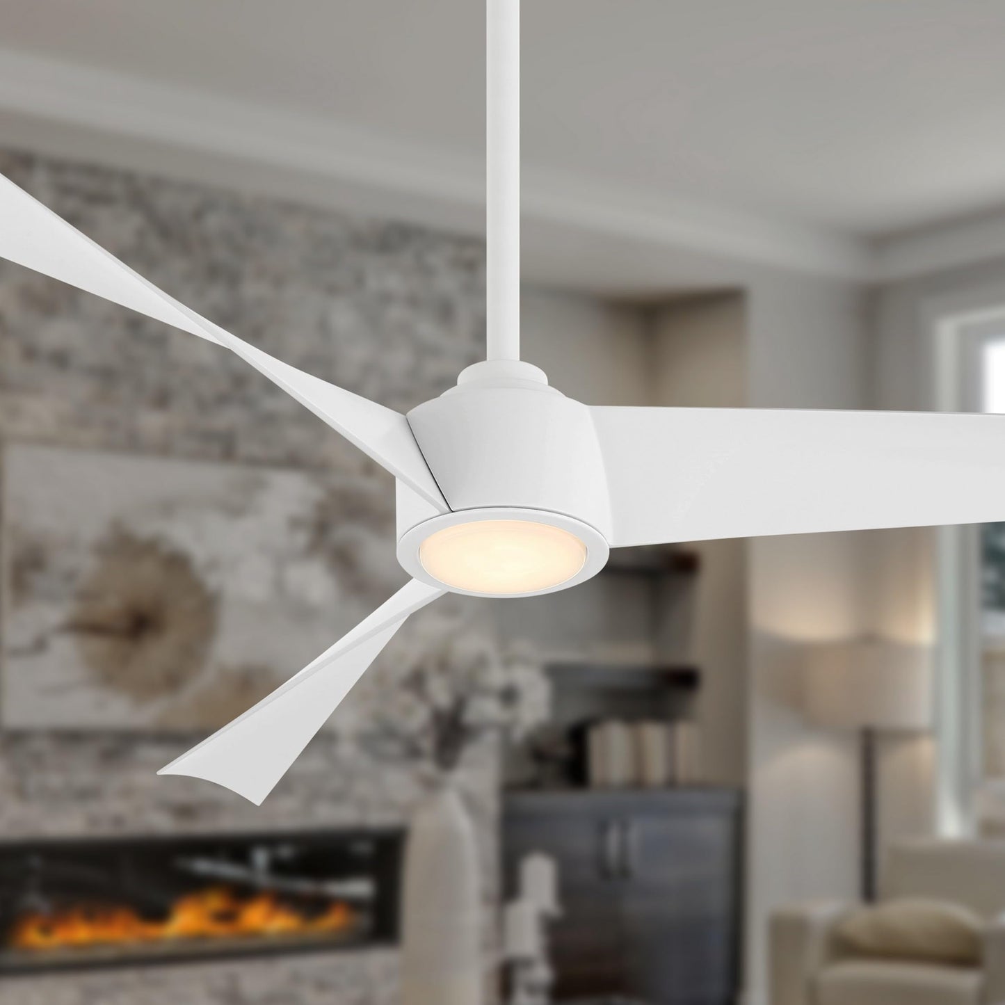 MINKA-AIRE F774L-WHF Pike 56" 3-Blade LED Ceiling Fan - Flat White Finish Blades with Etched Lens