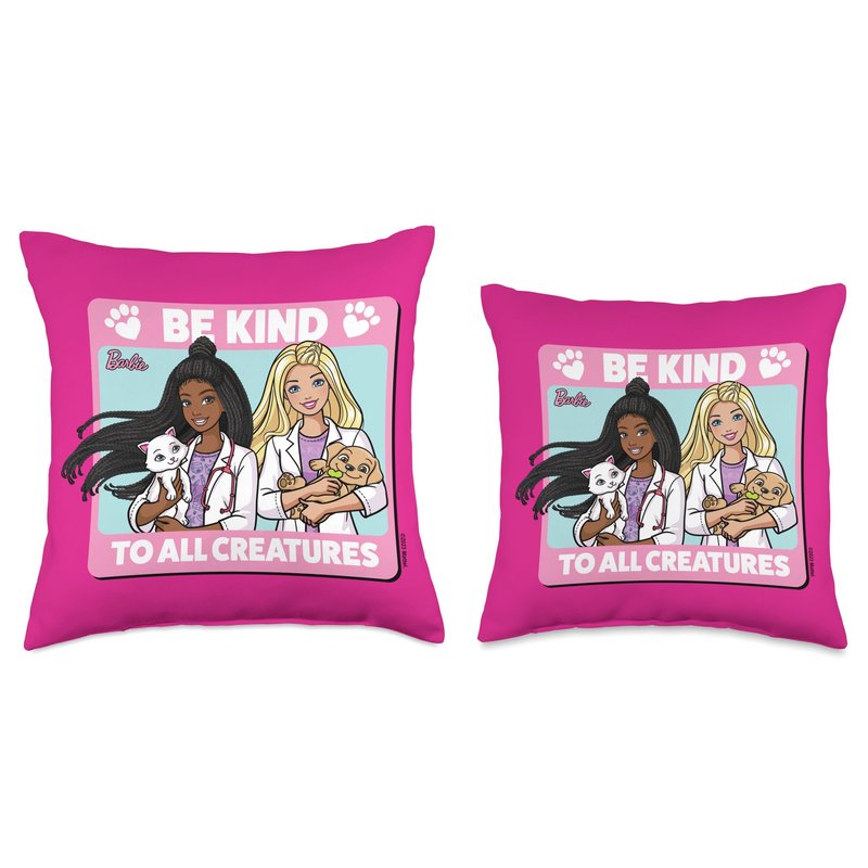 Barbie - Be Nice to All Creatures Throw Pillow