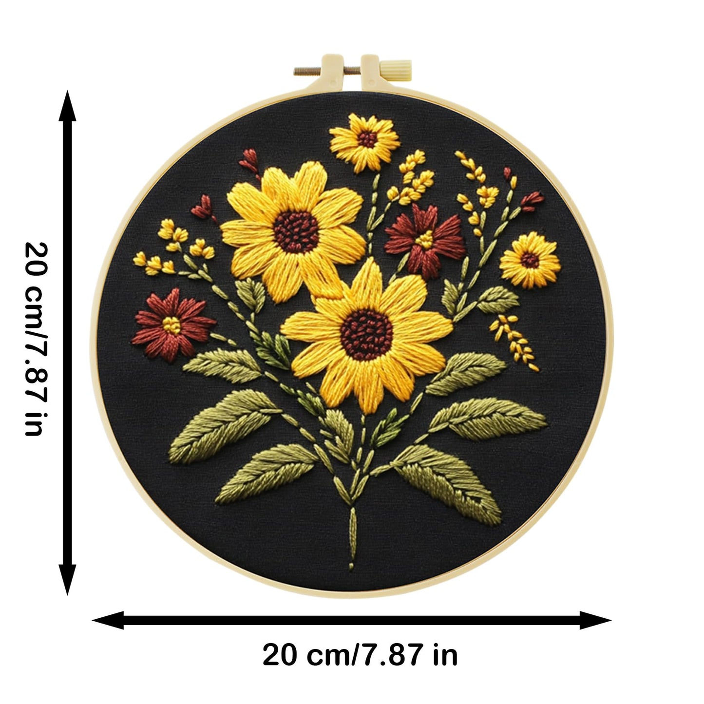 57lilina Embroidery Kit for Beginners, Pack of 3 with Hoops, Threads, Needles - Starter Cross Stitch Supplies for Adults, Gift for Relaxation Craft Lovers, Flower Theme