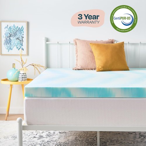 Linenspa 4 Inch Gel Memory Foam Mattress Topper - Cooling & Pressure Relieving - Full Size, CertiPUR Certified