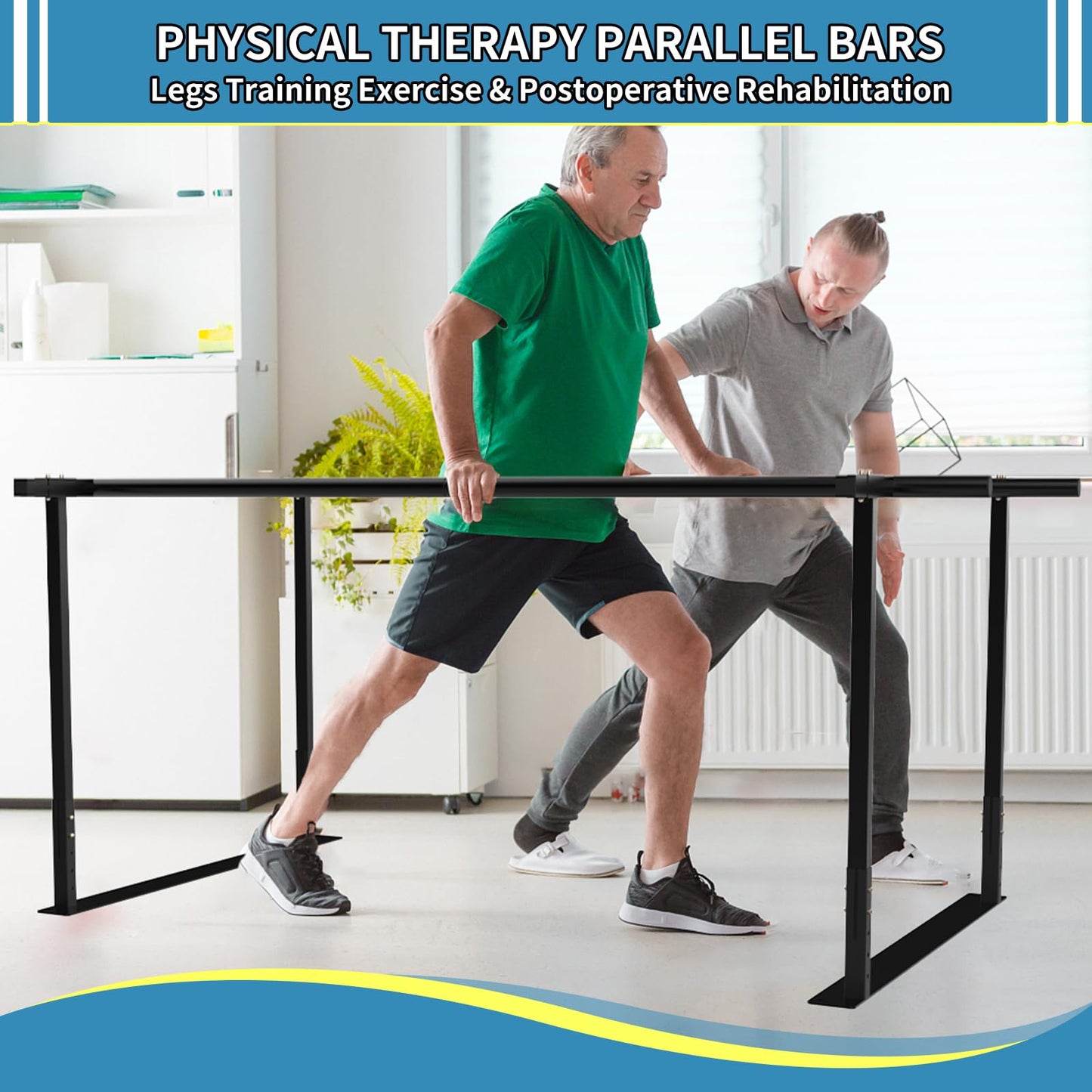 Physical therapy parallel bars, Walking assist bar for rehab & walking balance issues, Adjustable height & width (6FT)