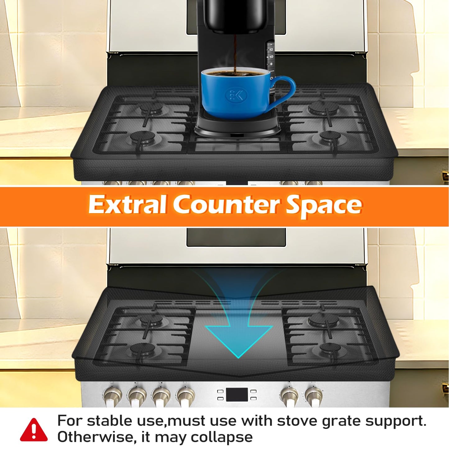 TWAKAP Gas Stove Covers For Gas Stove Top Keep clean, Gas Stove Top Sapce Extend, Upgrade 3-layer Cover with built-in hard board,30" x 21" Waterproof Foldable Gas Stove Top Covers