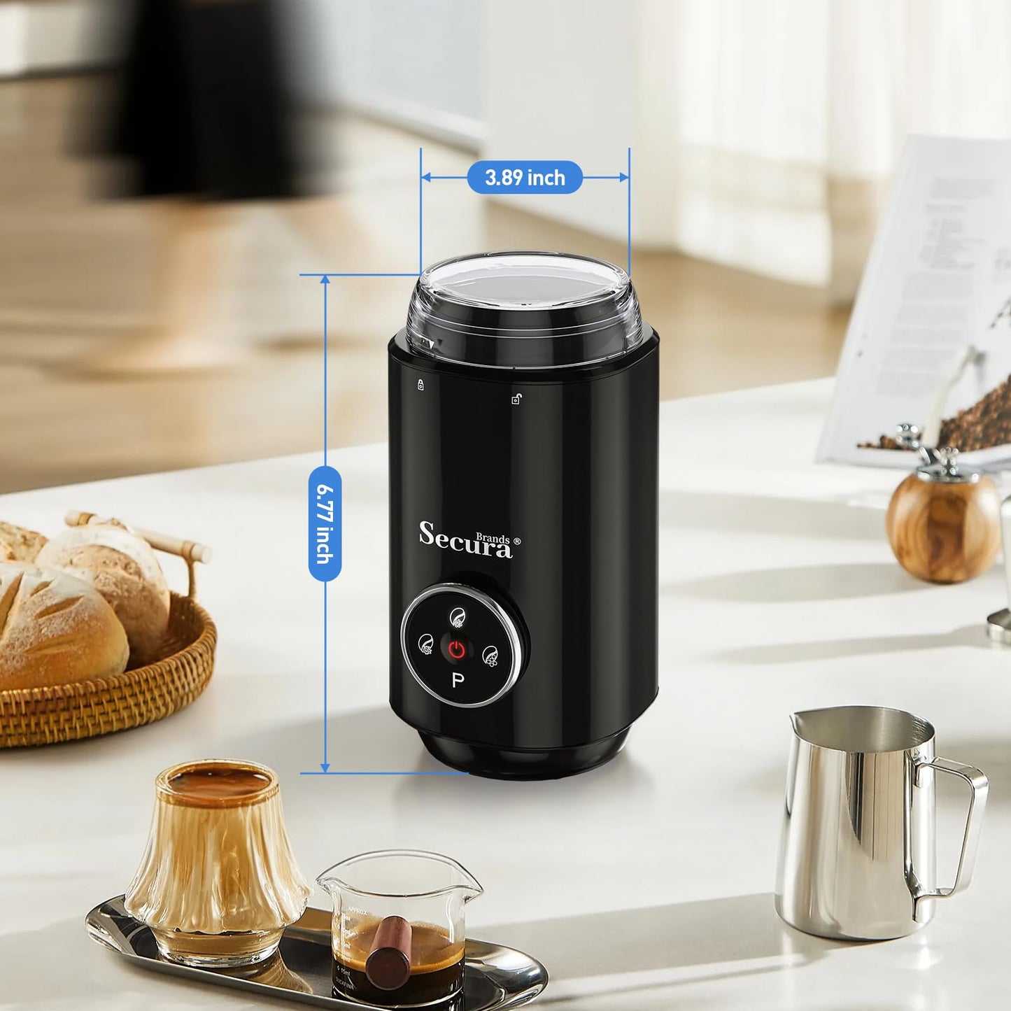 Secura Brands Electric Coffee Grinder with Coarse to Fine Multiple Grind Setting for Coffee Bean, Spices & Herbs, Black
