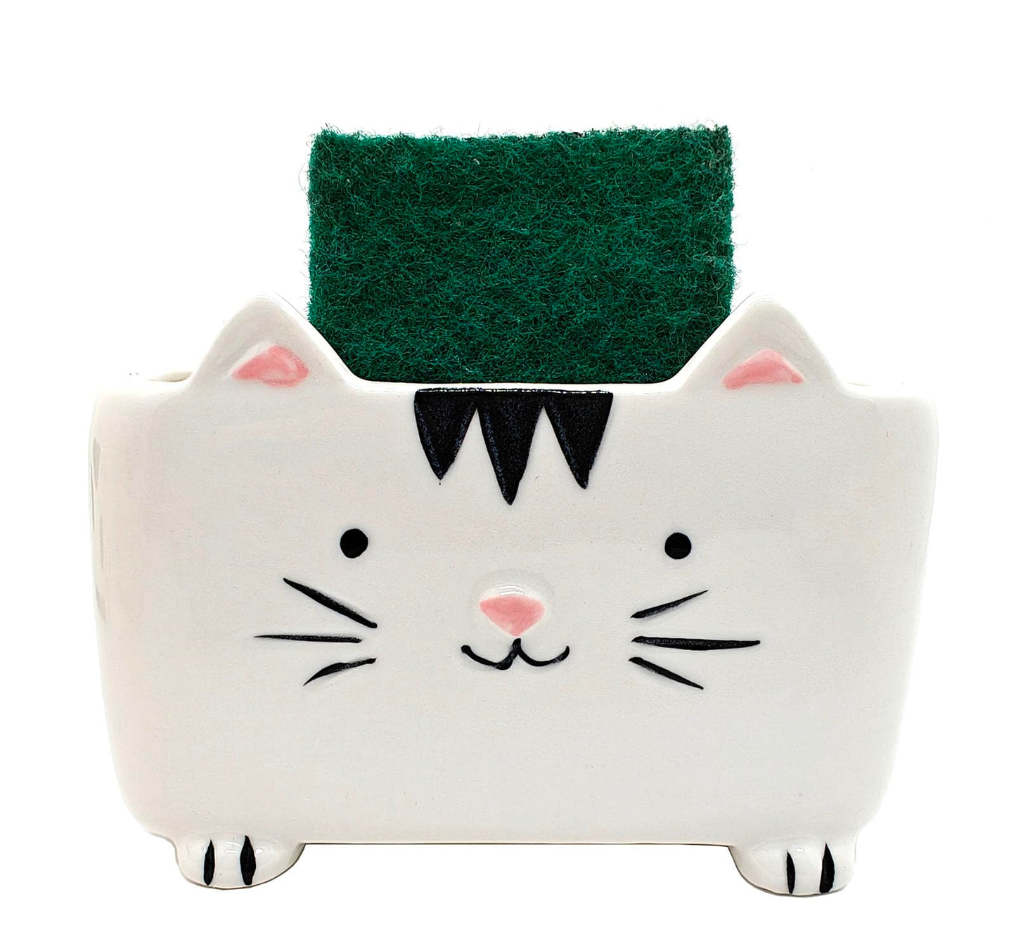 MONMOB Cat Sponge Holder Ceramic Cat Soap Holder Cute Cat Decor Kitchen Accessories Cat Home Decor Ceramic Kitchen Sponge Holder Cat Gifts Ideal Gifts for Women Birthdays Valentines Day Gifts