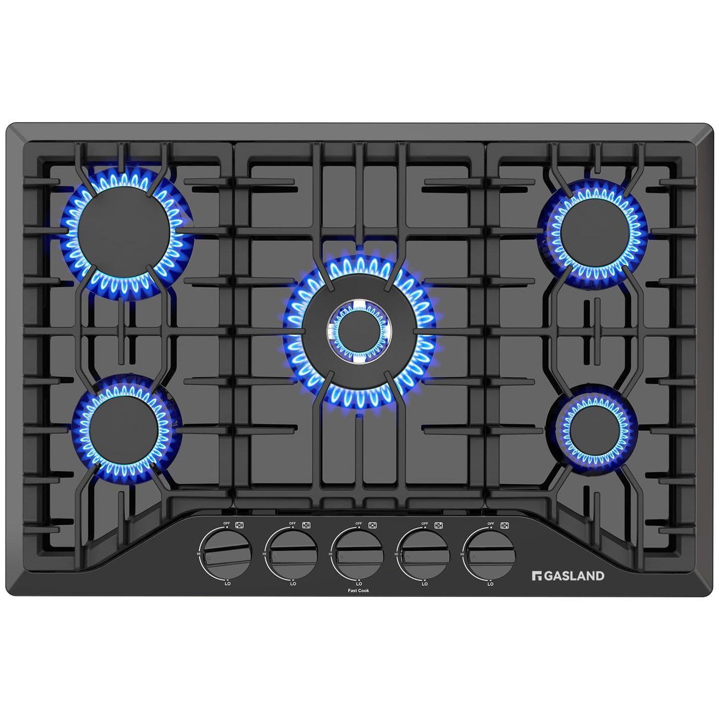 GASLAND 30'' Gas Cooktop Black, 5 Burner Propane Stove Top, Built-in Gas Cooktops NG/LPG Convertible, Plug-in with Thermocouple Protection, CSA Certified, Black