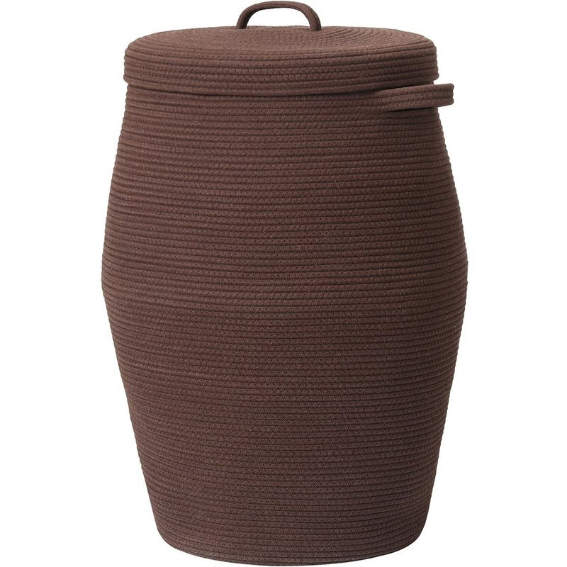 26"x20" Handcrafted Tall Cotton Rope Basket with Lid, Stylish Flagon Shape with Cover, Clothes Hamper with Top, for Bedroom and Living Room, All Dark Brown
