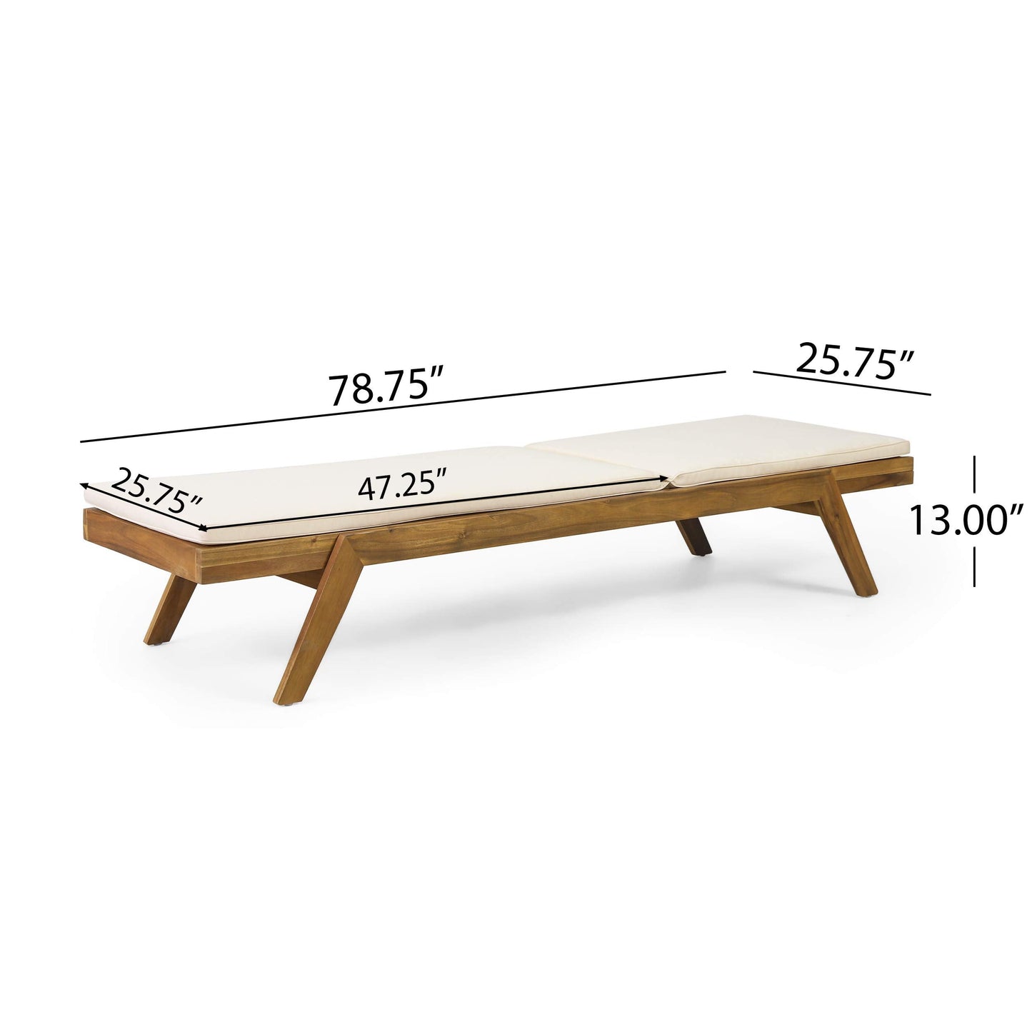 Christopher Knight Home Caily Outdoor Chaise Lounge with Cushions - Acacia Wood - Teak/Cream (Set of 2)