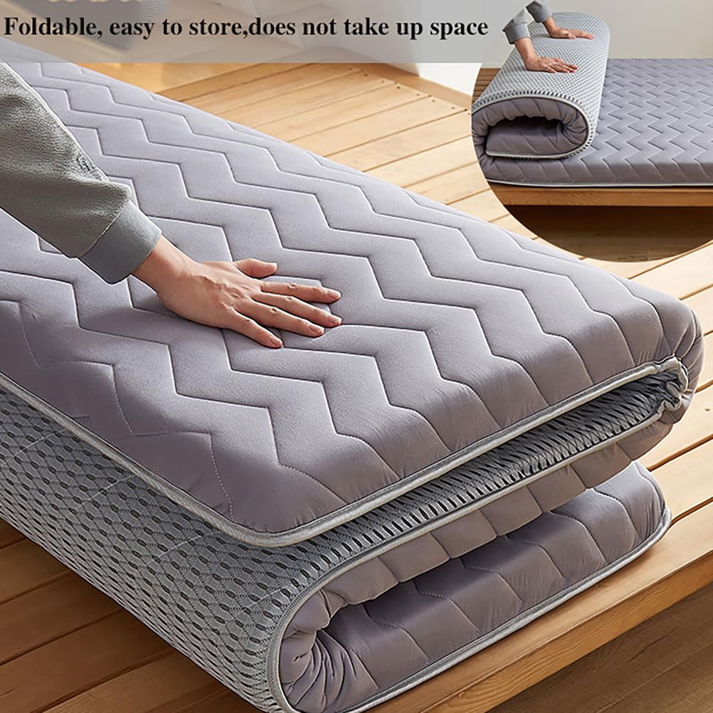 5cm Thick Foldable Floor Mattress – Portable Roll-up Tatami Mattress for Guest, Dorm, Bedroom, Or Apartment – Single & Double Size Blue 120x200cm