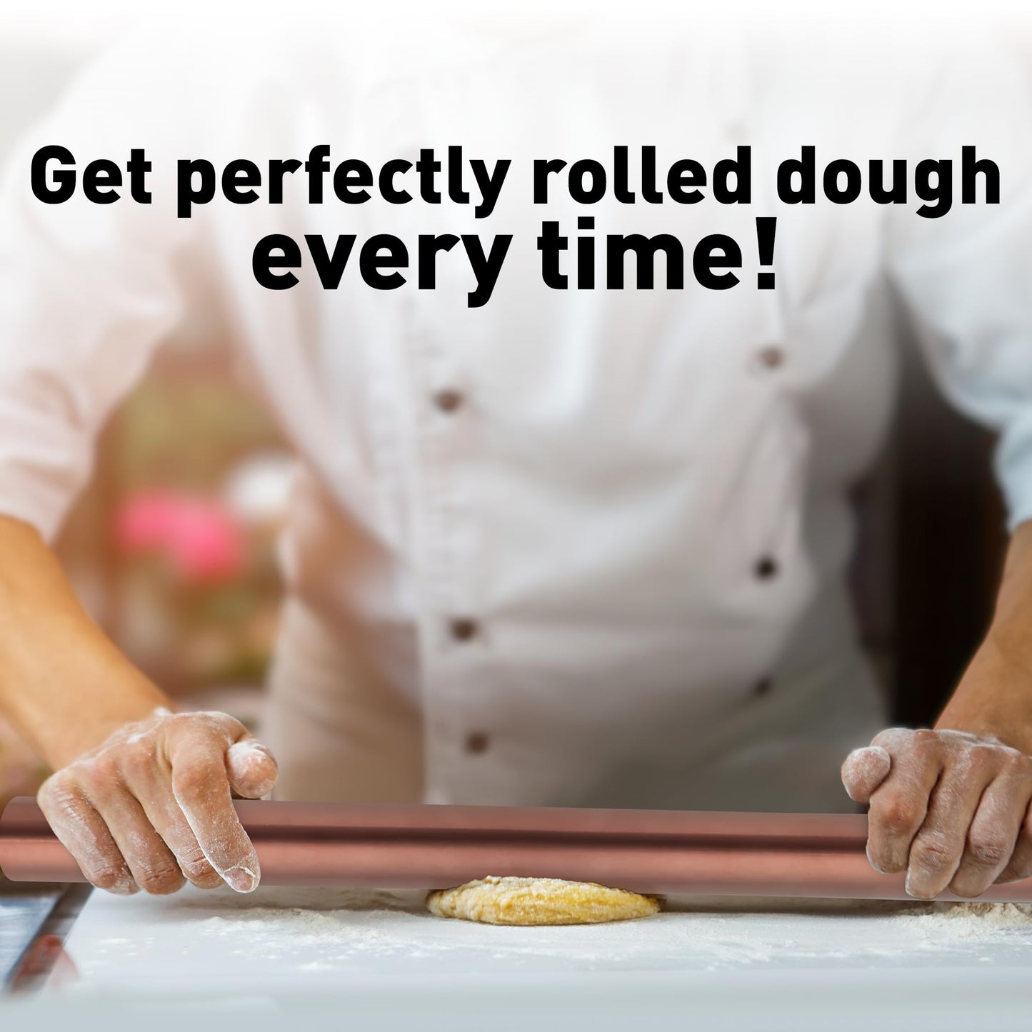 Zulay Kitchen 15.9 inch Professional Stainless Steel Rolling Pin - Lightweight Metal French Rolling Pin - Perfect for Baking, Fondant, Pizza Dough Roller, Dumpling - Copper