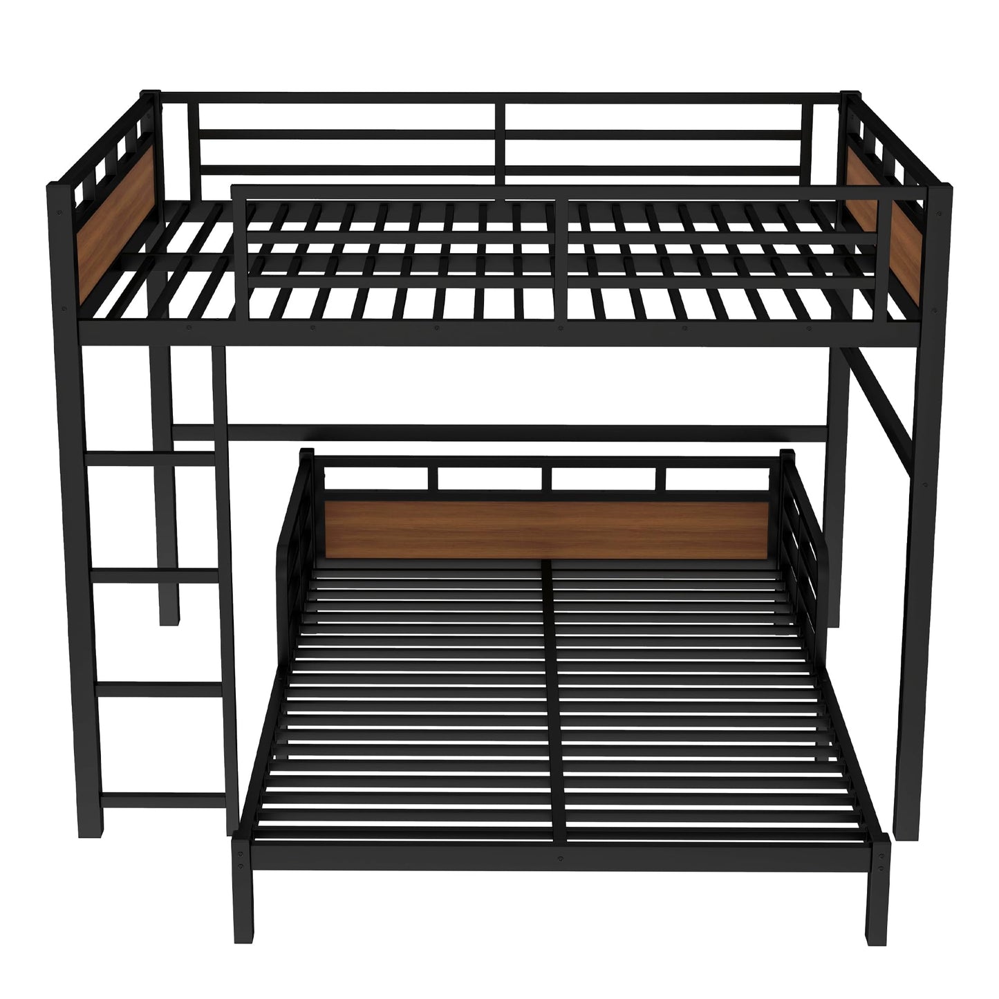 Bellemave Queen Over Queen Bunk Bed with Headboard and Full Length Guardrail, Separable Bunk Bed Queen Size, Heavy Duty Bunk Beds Can Turns Into Loft Bed and Platform Bed, Walnut