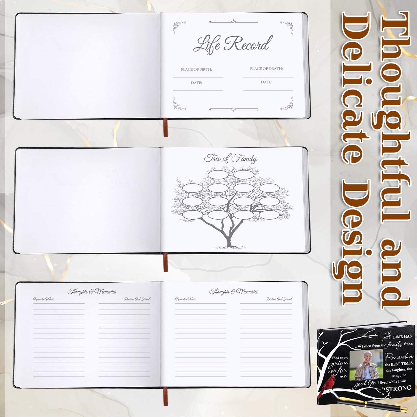 Yingzhao Memorial Funeral Guest Book with Pen 144 Pages Cardinal Funeral Guest Sign in Book for Memorial Service Celebration of Life Party Supplies in Loving Memory(Vivid Style)
