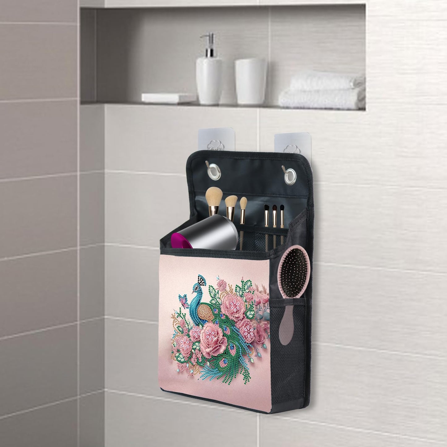 Diamond Painting Storage Organizer Kit with Beautiful Pattern Design Round and Special Shape Diamond Art Kit,Door Hanging Holder Suitable for Storing Small Items, Foldable Wall Pouch Without Hooks