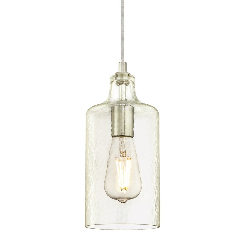 Westinghouse Lighting 6329000 Carmen One-Light Indoor Mini Pendant, Brushed Nickel Finish with Clear Textured Glass