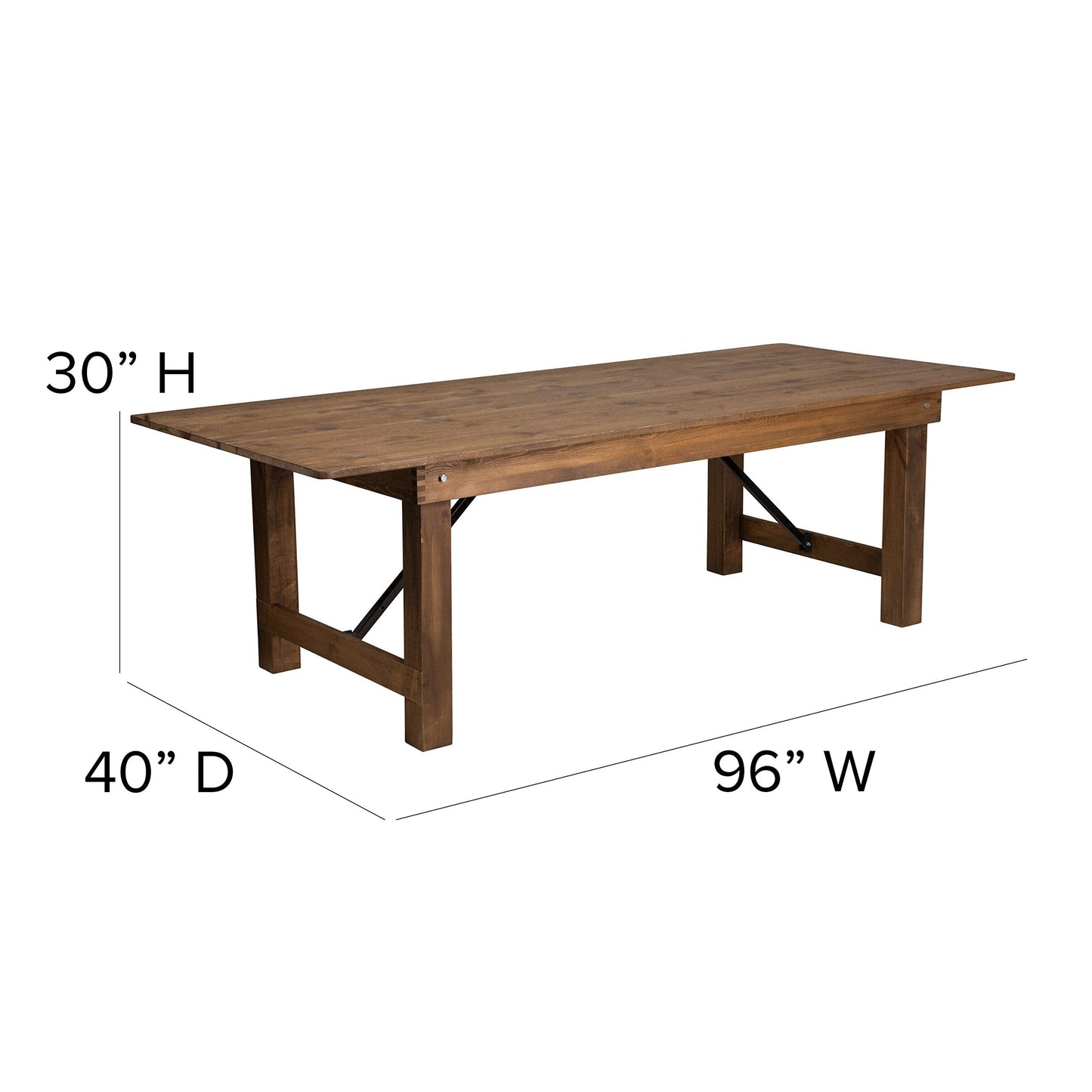 Flash Furniture HERCULES Series 8' x 40'' Antique Rustic Folding Farm Table and Four 40.25"L Bench Set