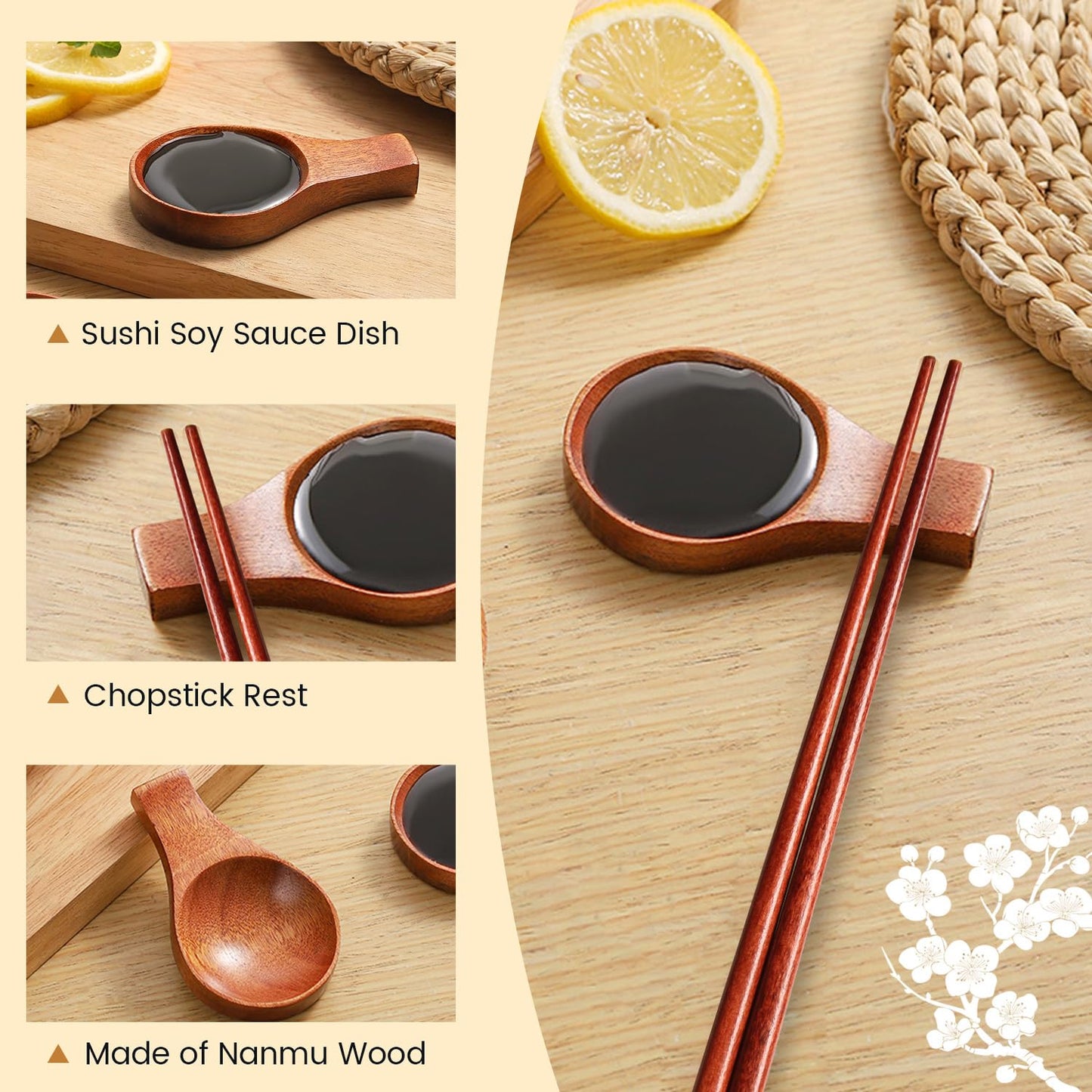 Wimitools All Wood Sushi Making Kit Nonplastic Sushi Roller Kit, Nanmu Wood Rice Paddle, Spreader, Chopsticks, Bamboo Mat - the Pro Homemade Sushi Kit and Best Gift
