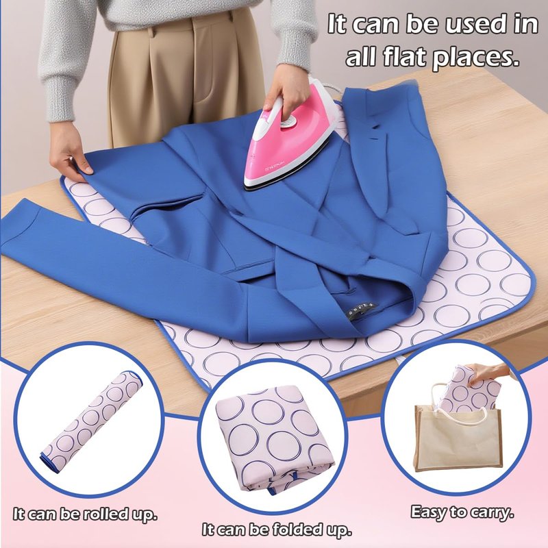 Portable Ironing Blanket Thick Ironing Mat Anti Slip for Table Top Foldable Over The Door Ironing Board Ideal for Home, Travel mall Spaces(Large 47.2"×23.6")