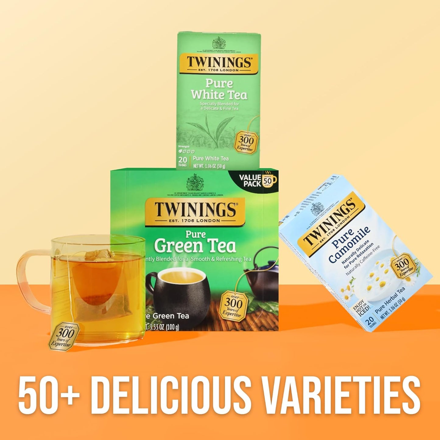 Twinings Pure White Tea - Individually Wrapped Bags, Light & Fresh Flavor, 20 Count (Pack of 6)