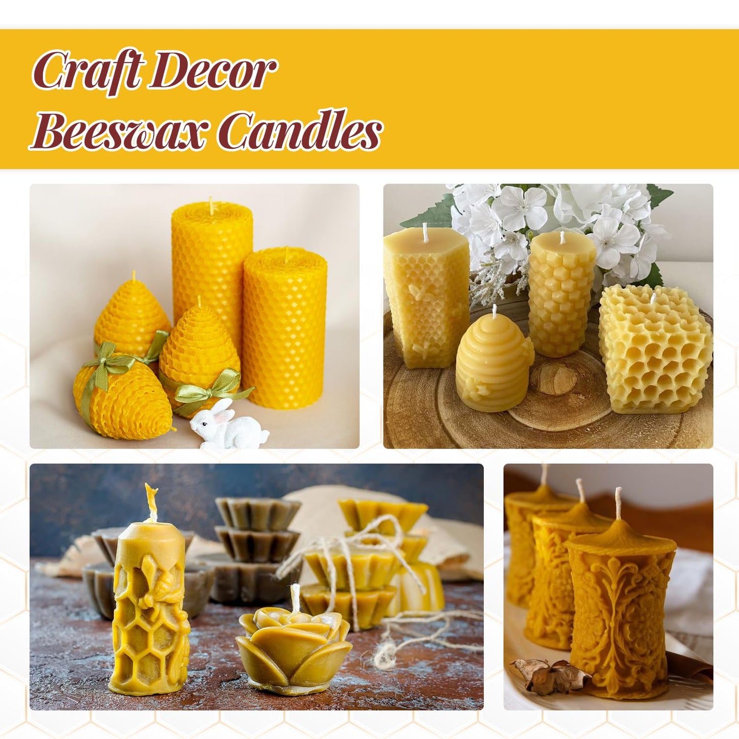Beeswax Candle Making Kit for Adult, Make Your Own Beeswax Candle Kit Including Wax Melter Temperature Control,Cotton Wick,Wick Stickers