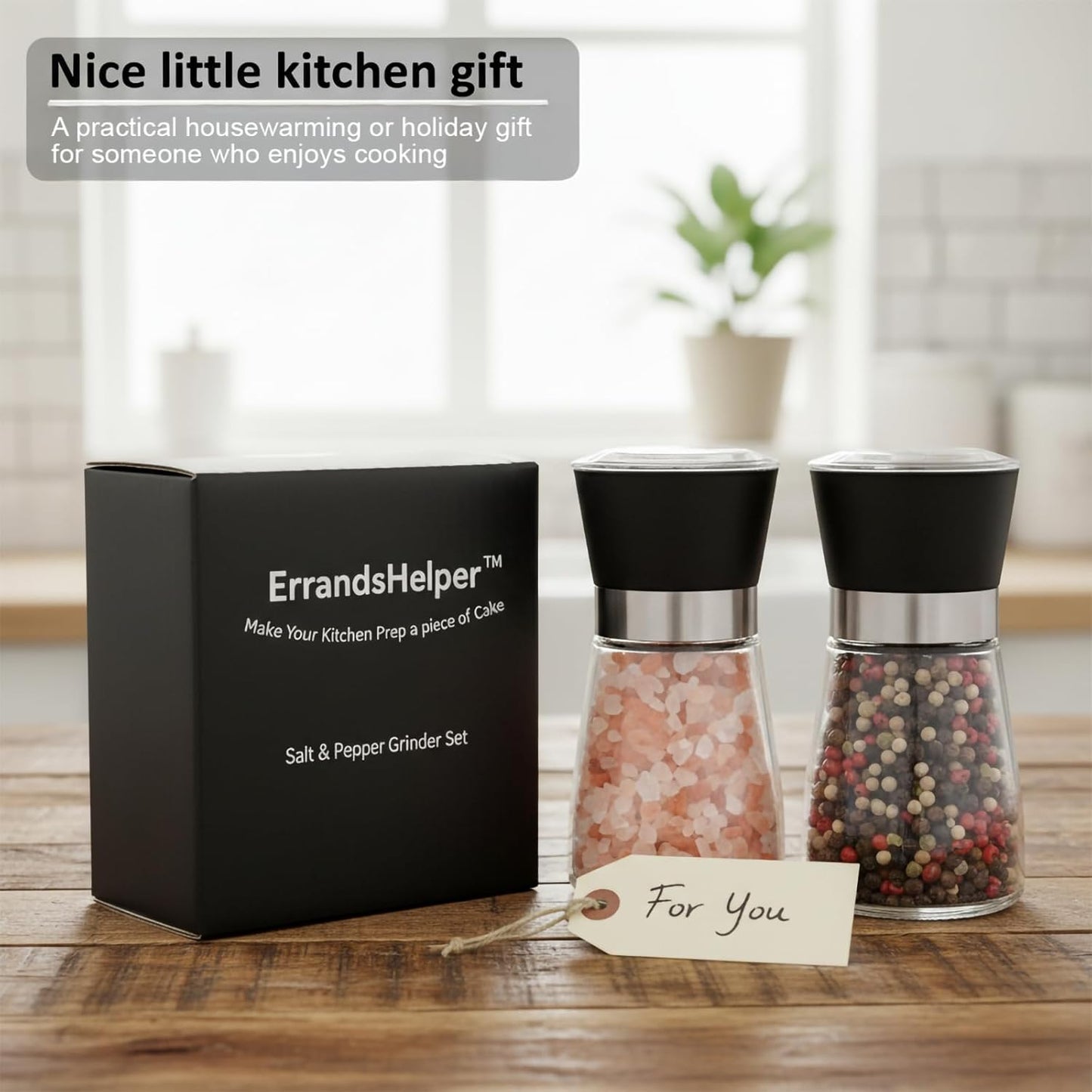 Skiennix Salt and Pepper Grinder Set - Refillable Spice Mills | 2.5" x 5.1" for Fresh Seasoning