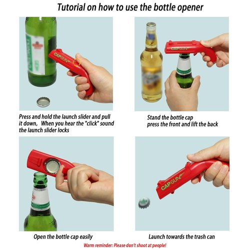 Bottle Opener,Fun Shooting Gun Creative Bottle Opener for Party Games, Family Parties, Outdoor Barbecue,Jar Opener for Weak Hands and Seniors with Arthritis