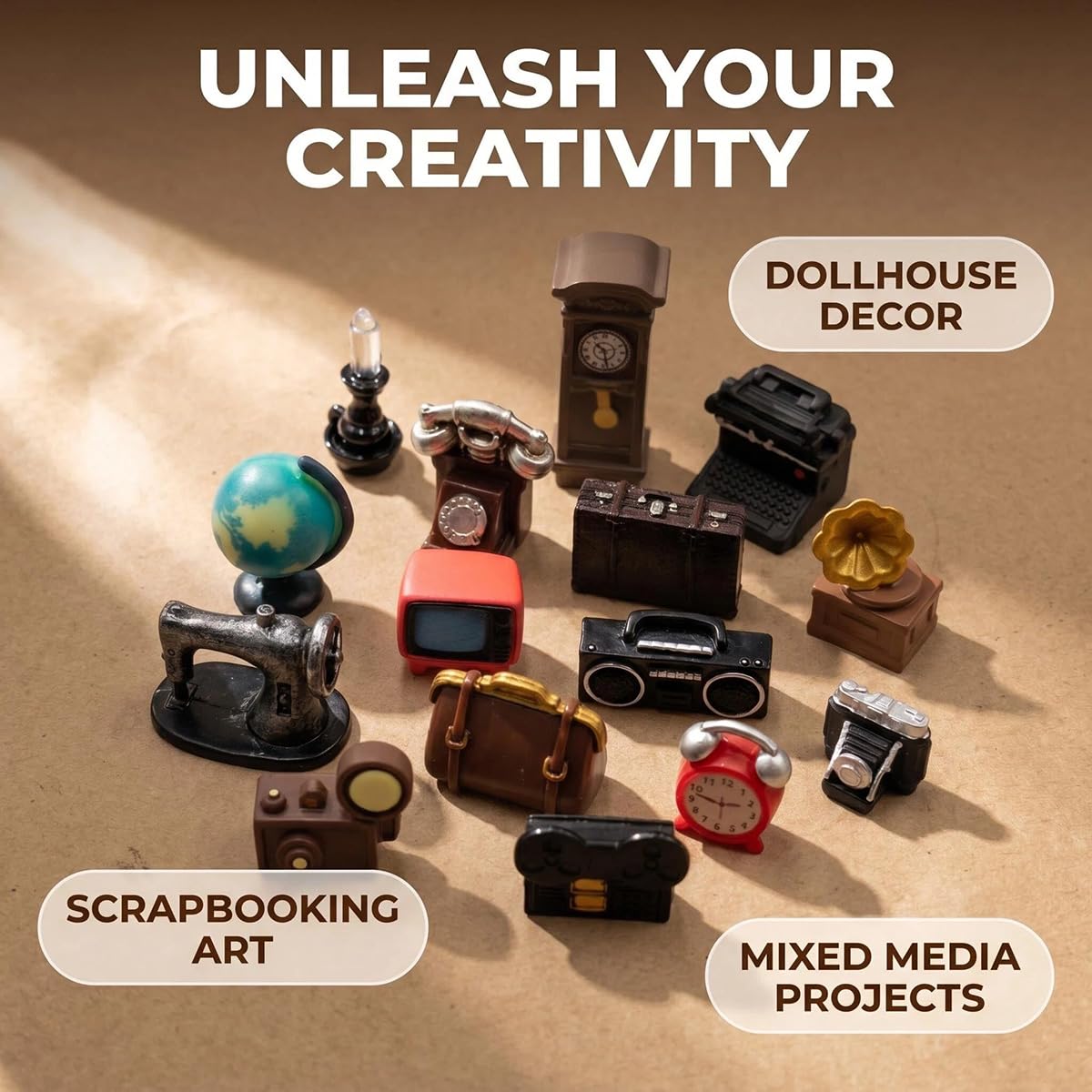Miniature Home Appliances Retro Furniture - 15Pcs 1inch Mini Simulated Resin Camera Telephone TV Figurines Models Ornaments for DIY Diorama Micro Landscape Craft Accessories Decor