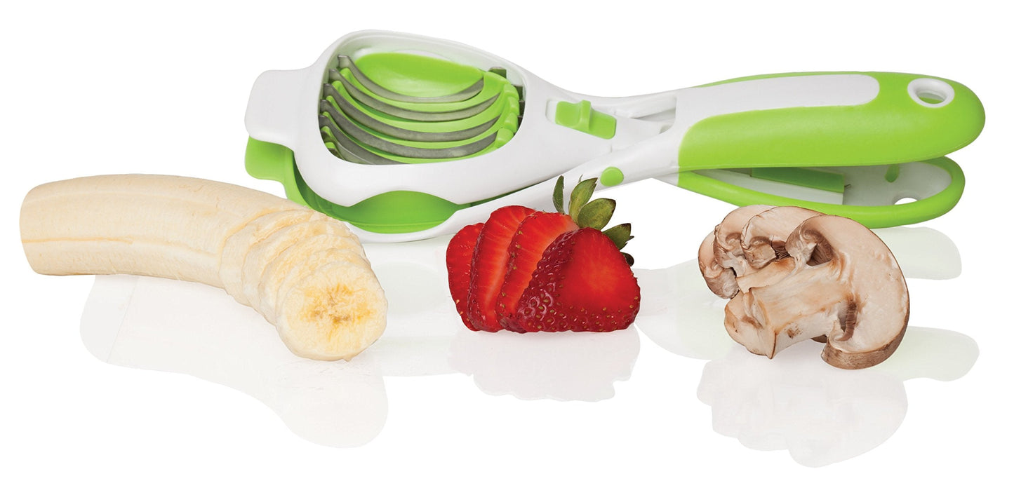 HIC Kitchen Handy Dandy Slicer For Eggs, Fruit, Mushrooms, Stainless Steel Blades, Non-Slip Grip, Spring-Loaded Action