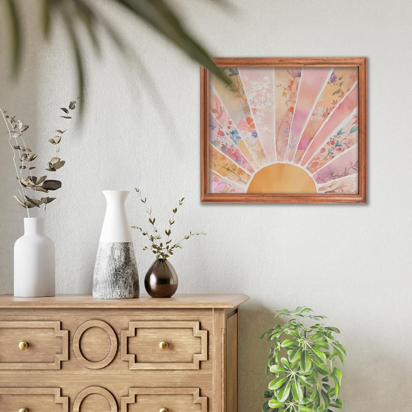 RLTXBUK Boho Abstract Sunshine Diamond Art Kits, Mid Century Modern Floral Sunshine Diamond Painting Art Kits for Adults Kids Beginners, Boho Home Room Decor 9.8x11.8 Inch