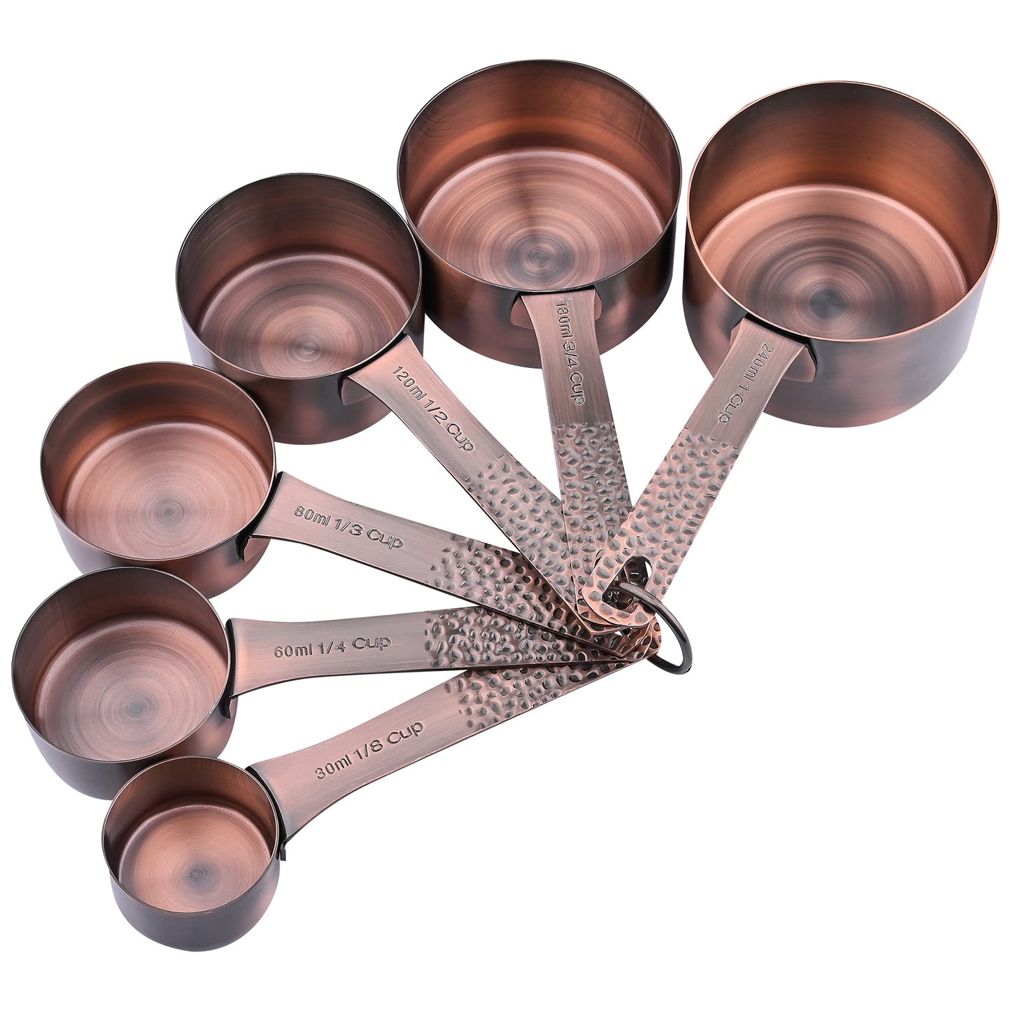 Smithcraft Measuring Cups and Spoons Set 14, Copper Measuring Cups and Spoons Set for Dry & Liquid, Metric & US Stainless Steel 6 Measure Cups and 7 Spoons Set w/Leveler for Kitchen & Baking