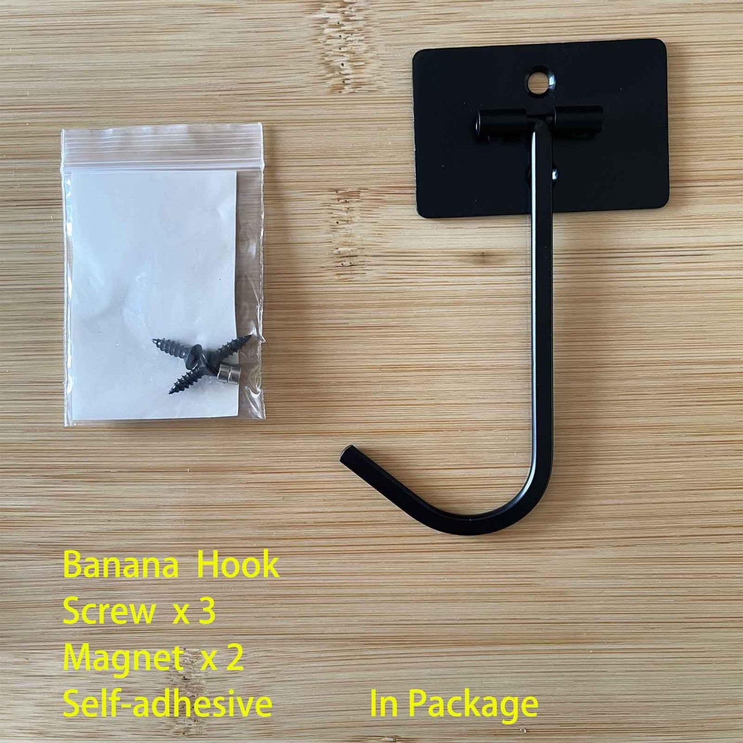 DaylyFav Foldable Banana Hook Under Cabinet Banana Holder Black Metal Counter Oragnizer Space Saving Hangers Self-Adhesive/Screw Mounted Banana Holder Stand for Kitchen RV Small Space Solutions