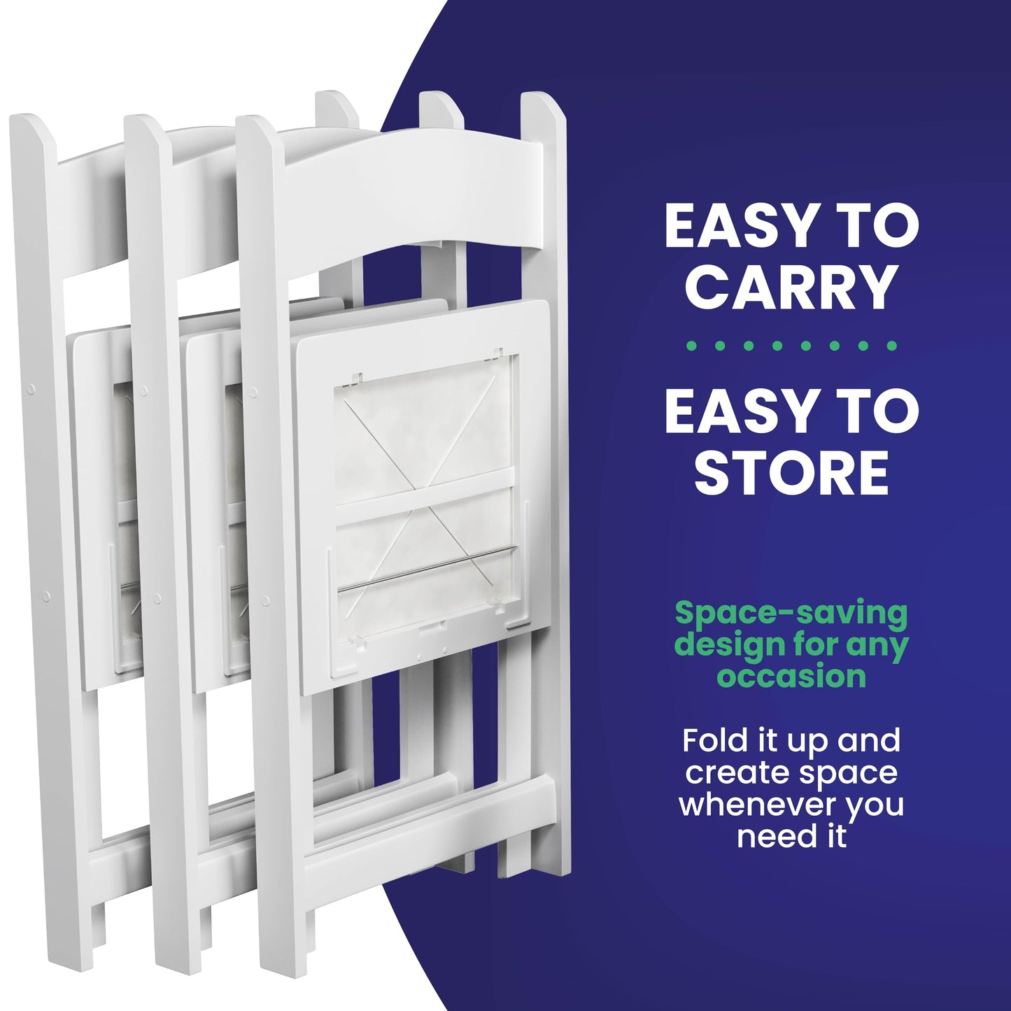 100 White Resin Folding Chairs, Stackable Event & Party Chairs, 800 LB Weight Capacity, Indoor Outdoor