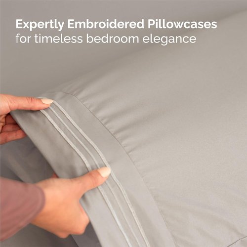 King Size 4-Piece Sheet Set | Comfy Cooling Bed Sheets - Luxury Hotel Quality - Deep Pockets, Soft & Wrinkle-Free - Oeko-Tex Certified - Light Grey
