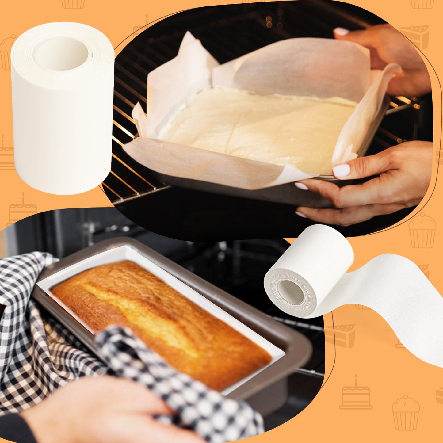 HAPY SHOP Baking Parchment Paper Side Liners - 2.95 in x 131.23 ft Cake Pan Side Liner Roll Parchment Paper Strips for Round Cake Pans, Cheesecake Springform Pan, Heat Resistant Kitchen Paper