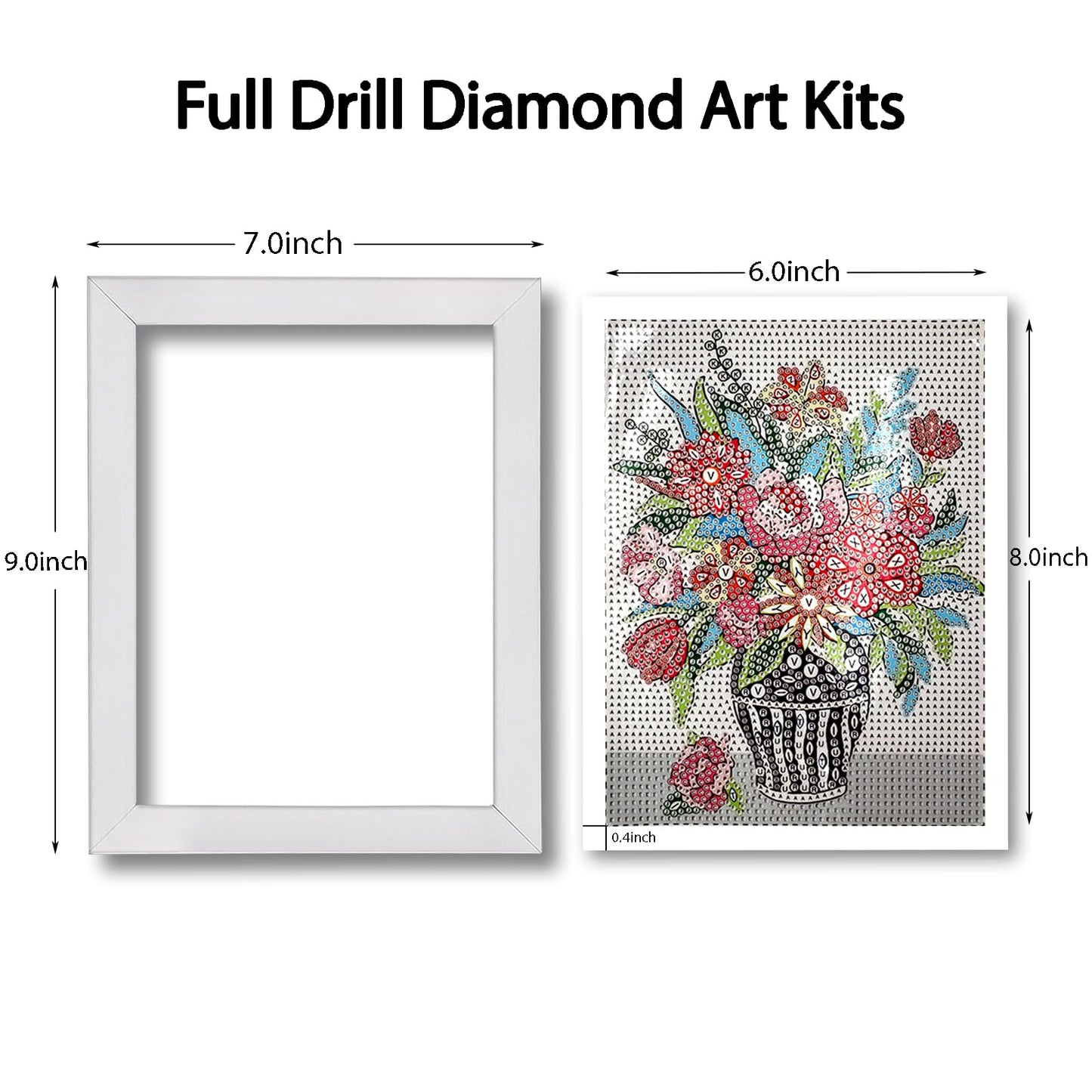 QIOUOL Flower Diamond Art Painting Kits for Kids Adults Beginners with Wooden Frame Girls Art Crafts Rhinestone Gem by Number Kits,Diamond Art Kits for Teens,Birthday Gifts and Office Decor