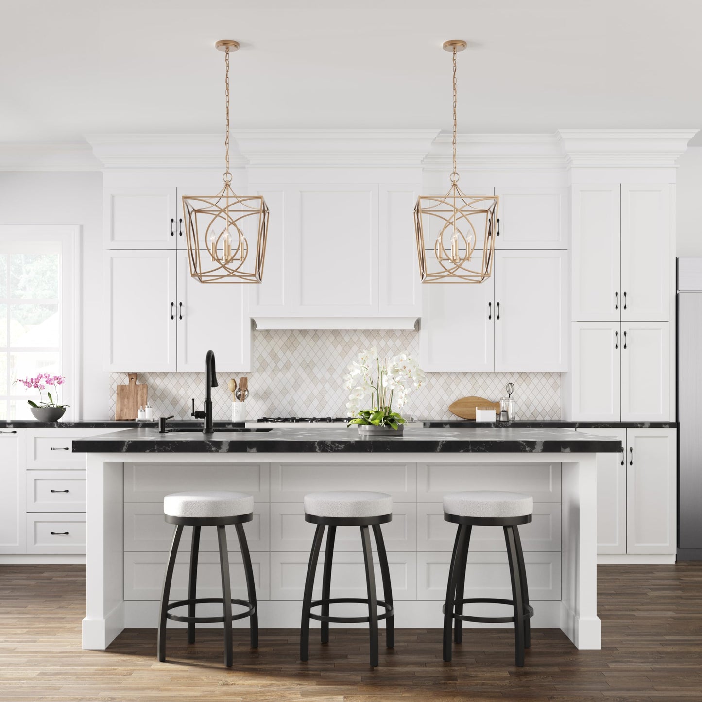 ML Lighting Tracy - 4 Light Pendant-21.9 Inches Tall and 15.87 Inches Wide-Painted Modern Gold Finish -Traditional Installation