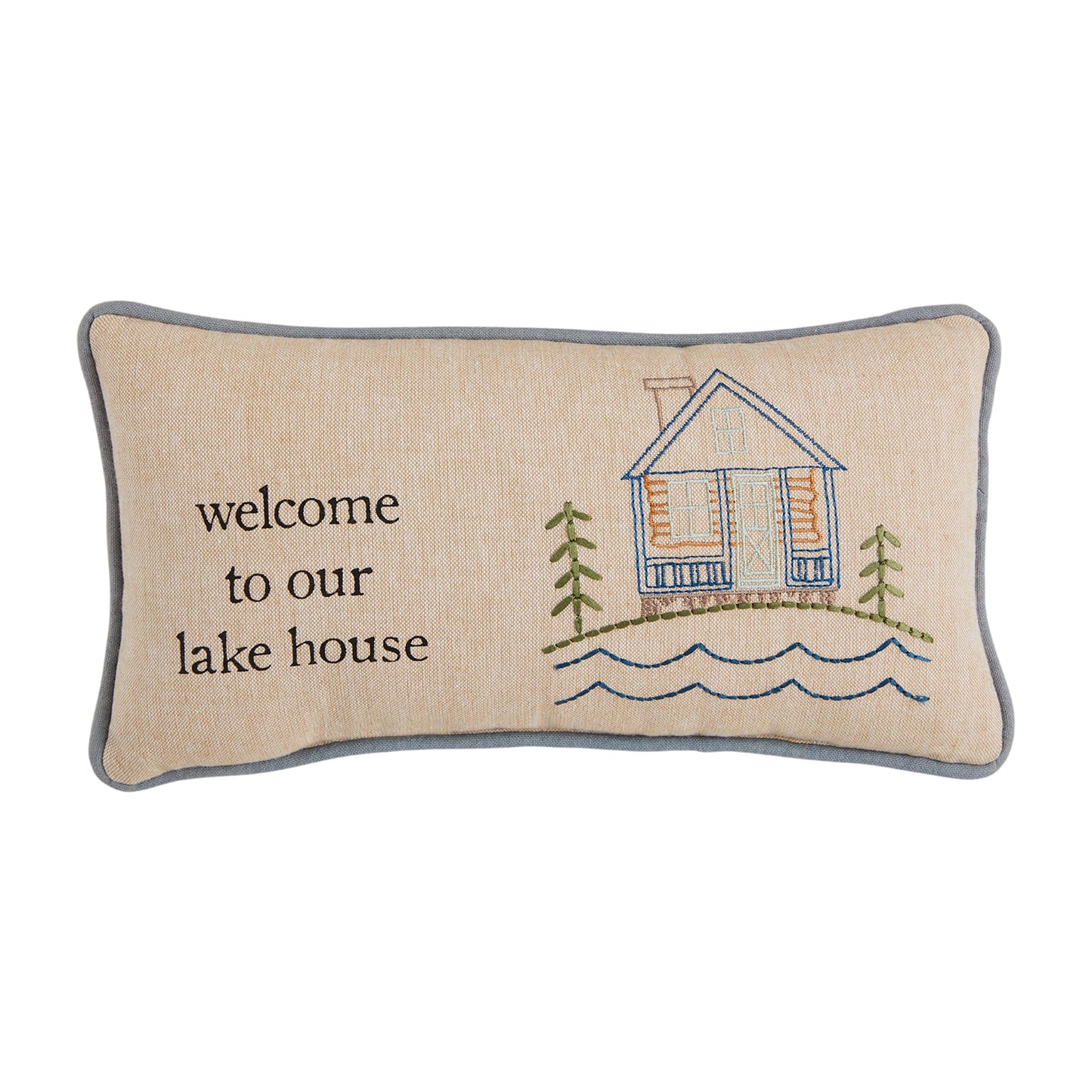 Mud Pie Welcome Embroidered Pillow; 6" x 12"