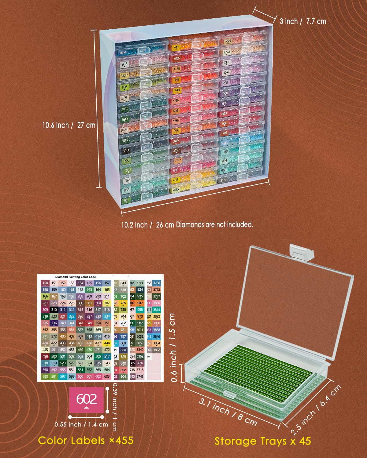 YBUTVY Diamond Art Trays with Lids, 45PCS Diamond Painting Trays with Lids & Diamond Art Storage, Gift Box Diamond Painting Accessories for Diamond Art Beads