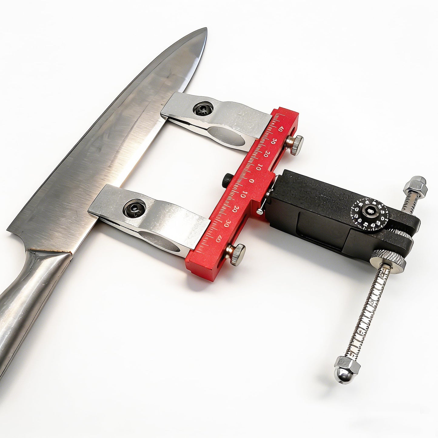 T-03 Aluminum Precision Fixed-Angle Knife Sharpener Tool Professional Knife Sharpening System | 304 Stainless Steel Knurled Nut for Angle Adjustment, 360° Flip, Laser‑Etched Angle Scale, Dual Clamps