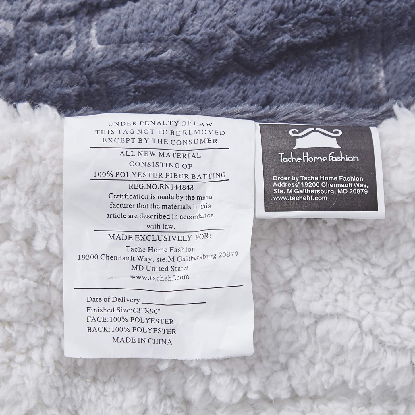 Tache Faux Fur Throw Blanket Dark Slate Navy Blue Diamond Trellis Pattern Super Soft Warm Fluffy Fuzzy Small Decorative Couch Lap White Sherpa Back Throw Blanket, 50x60