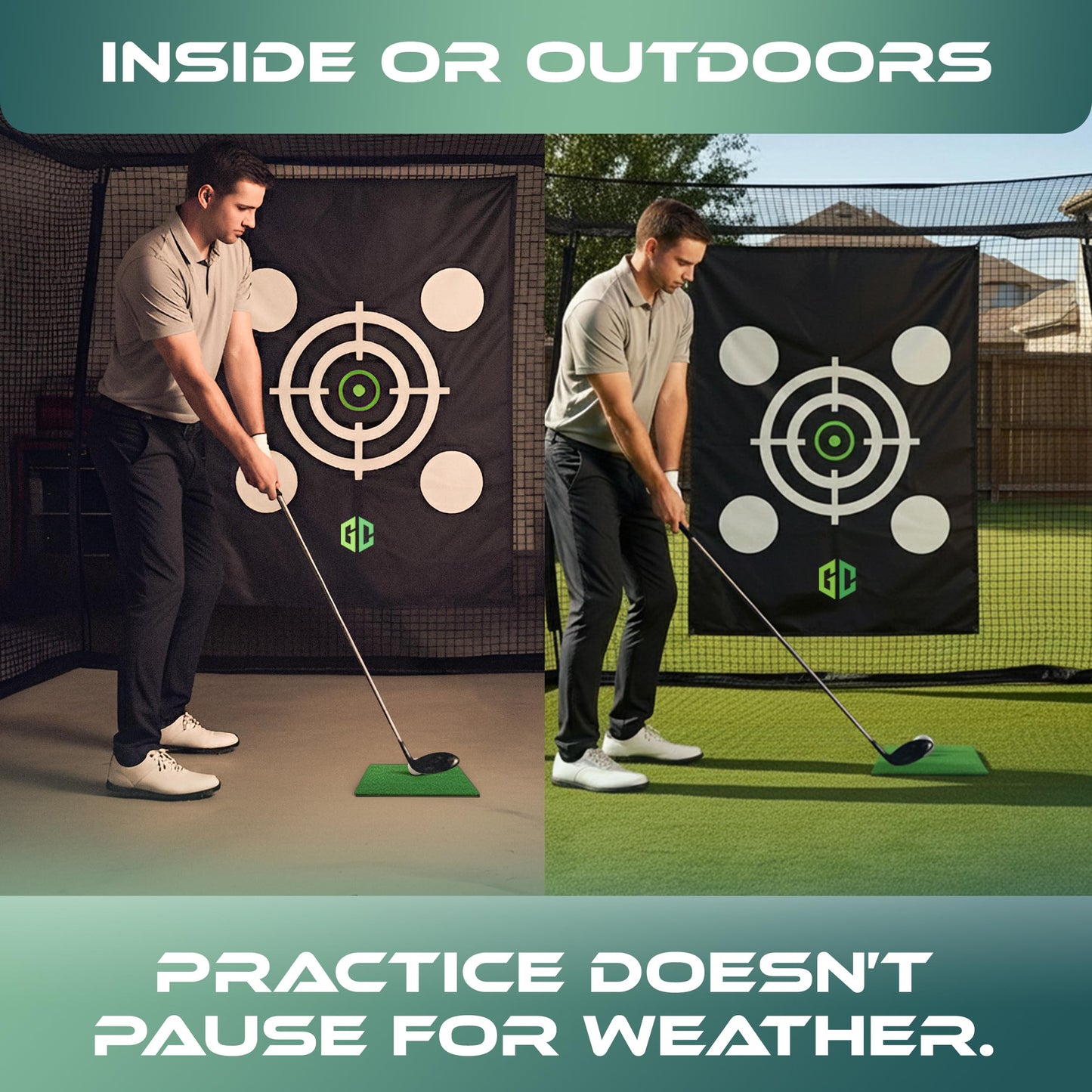 Heavy-Duty Golf Hitting Net 10x8x5.5 FT- Golf Practice Net with Silent Target Tarp, 4-Ply Net, Mat & Tee, Steel Tubes, Poles & Carry Bag - Golf Nets for Backyard, Indoor, Outdoor & Garage