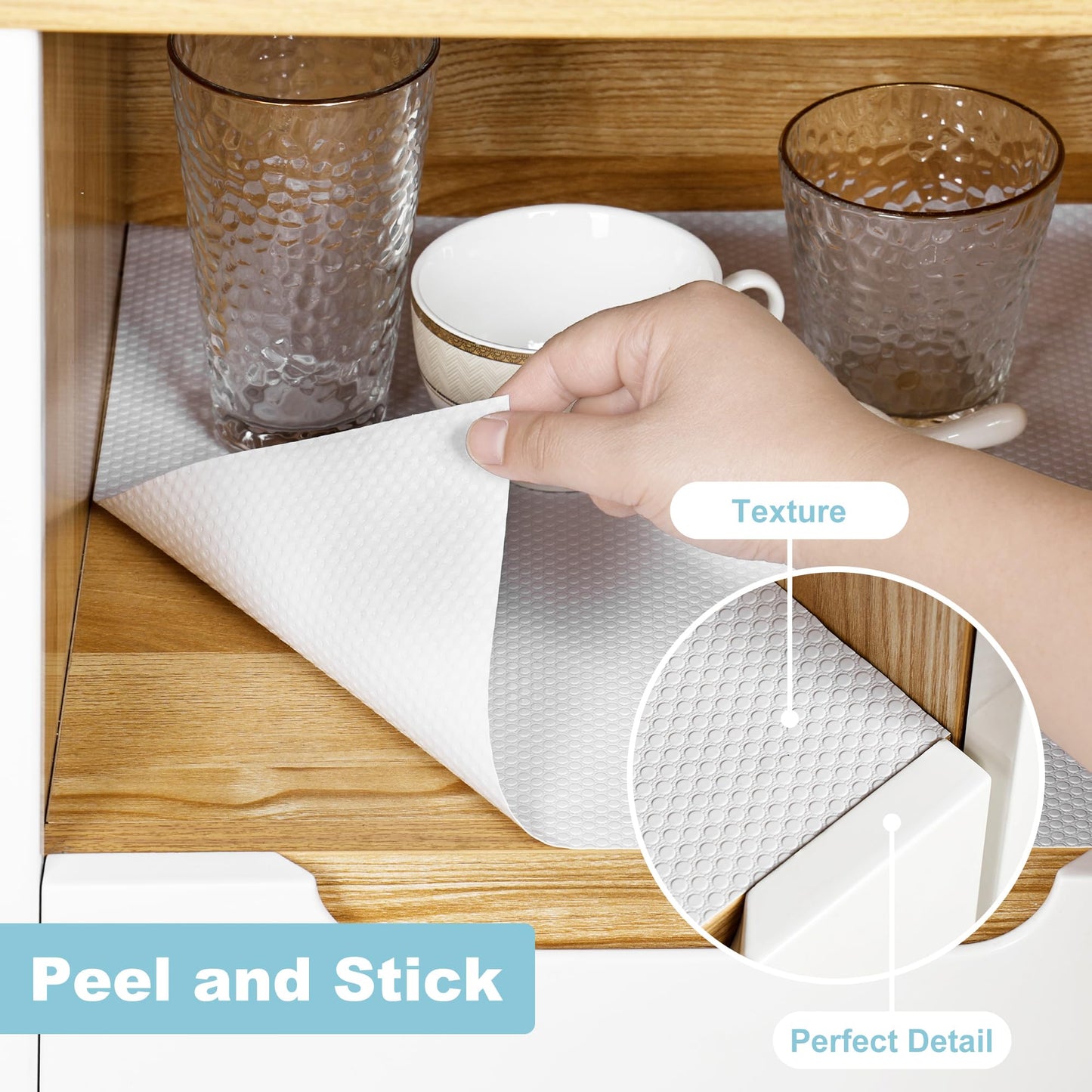 PABUSIOR White Self-Adhesive Drawer Liner: 11.8 Inch x 10 FT Kitchen Cabinet Paper - Easy to Cut Waterproof Shelf Liner for Narrow Pantry Shelves