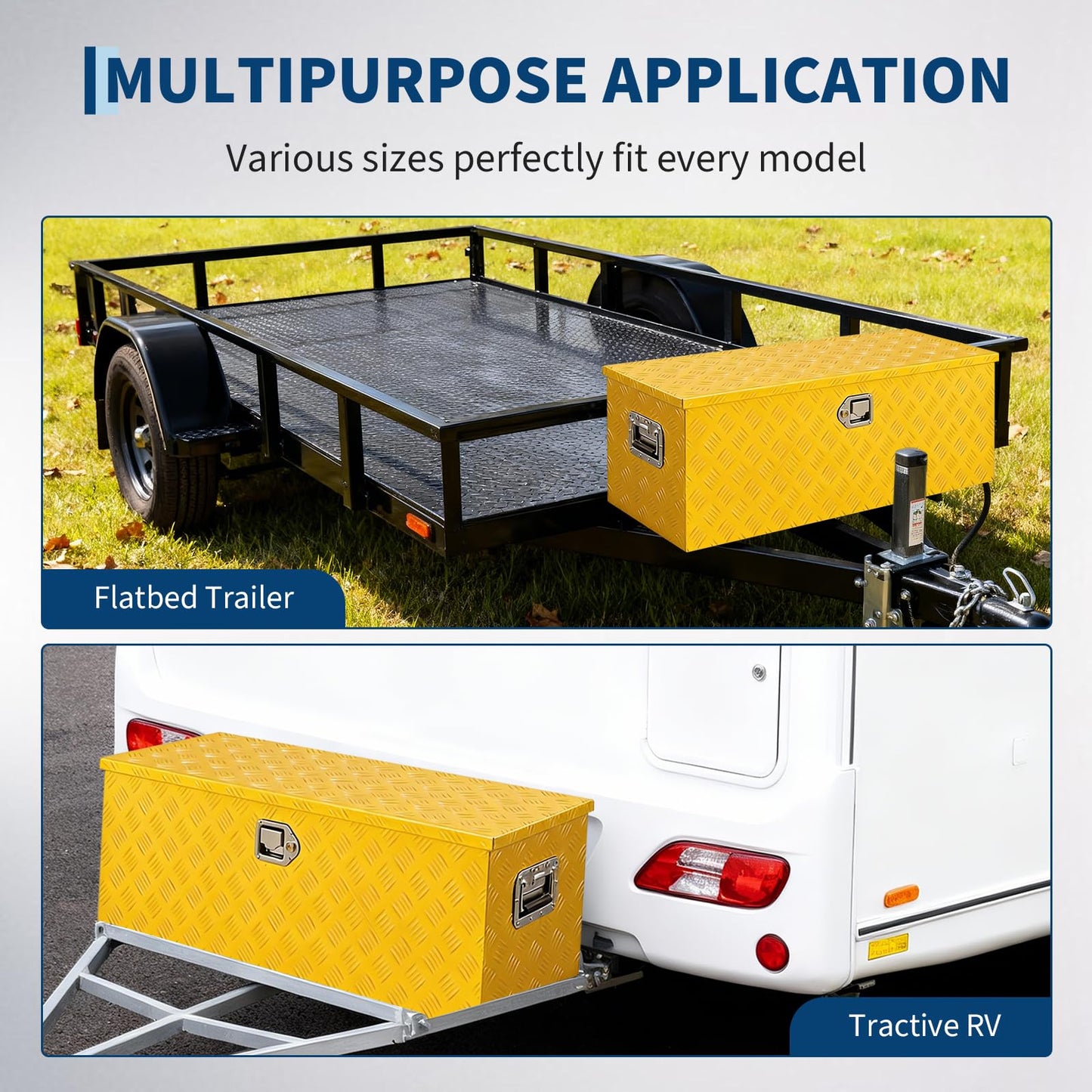 GarveeHome Heavy Duty Aluminum Truck Tool Box, Weatherproof Diamond Plate Storage Chest, Lockable Large Capacity Organizer with Gas Struts for Pickup, Trailer, SUV, and RV