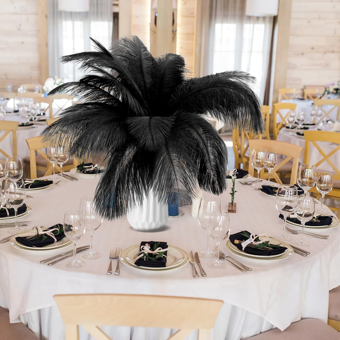 80pcs 15-17 inches (38-43 cm) Natural Bulk Ostrich Feathers Kit. Kits Contain 8-10 inches of Feathers and 7 inches of White Feather Sticks.for Various DIY Projects. (Black, 8-10-Inch)