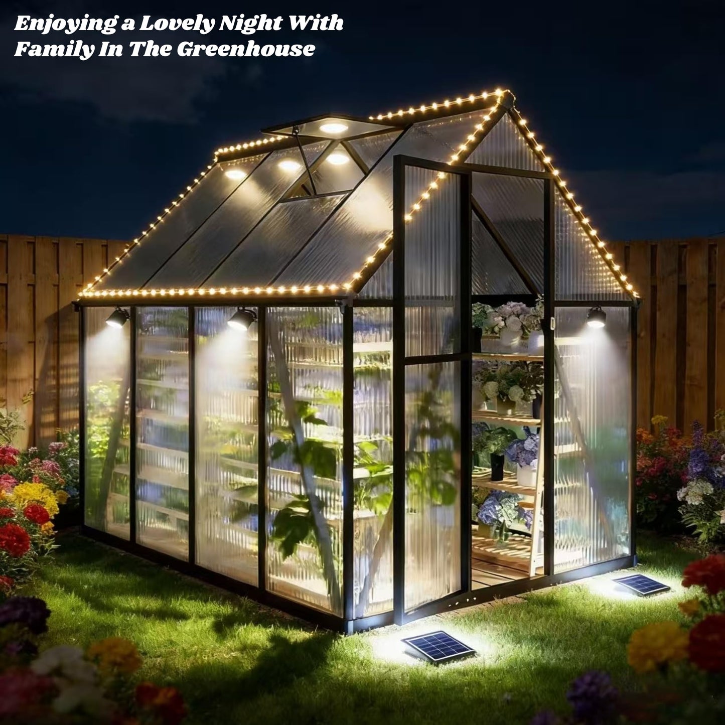 6x8 FT Greenhouse for Outdoors, Polycarbonate Greenhouse with Quick Setup Structure and Roof Vent, Aluminum Large Walk-in Green House for Outside Garden Backyard, Charcoal Black