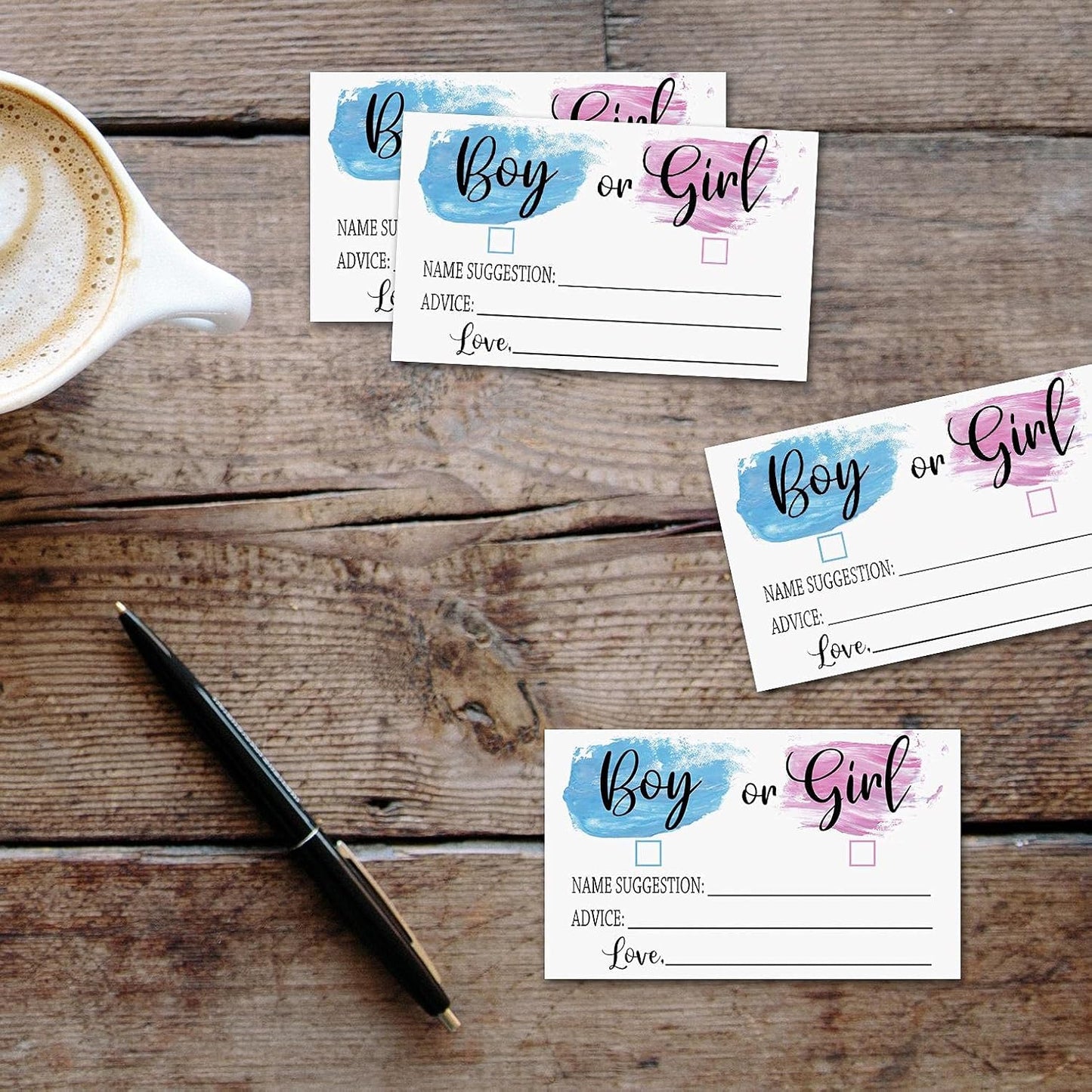 Yuansail Gender Reveal Game - Girl or Boy Voting Cards for Baby Shower - Pack of 50 (baby02)