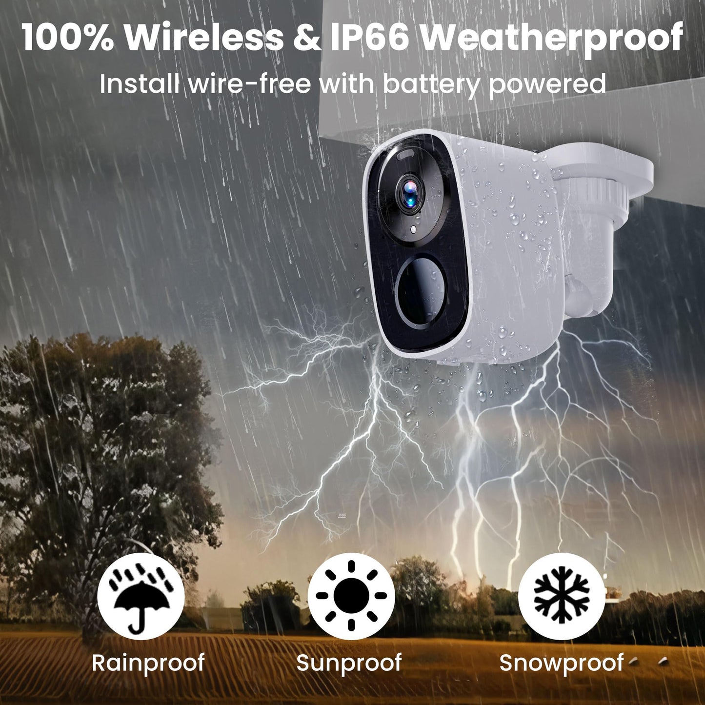 2025 Upgraded 2K Security Cameras Wireless Outdoor, Free Cloud Storage & Local SD Card Support, 1-6 Months Battery Life, Waterproof, 2-Way Talk, AI Motion Detection Spotlight Siren Alarm Camera