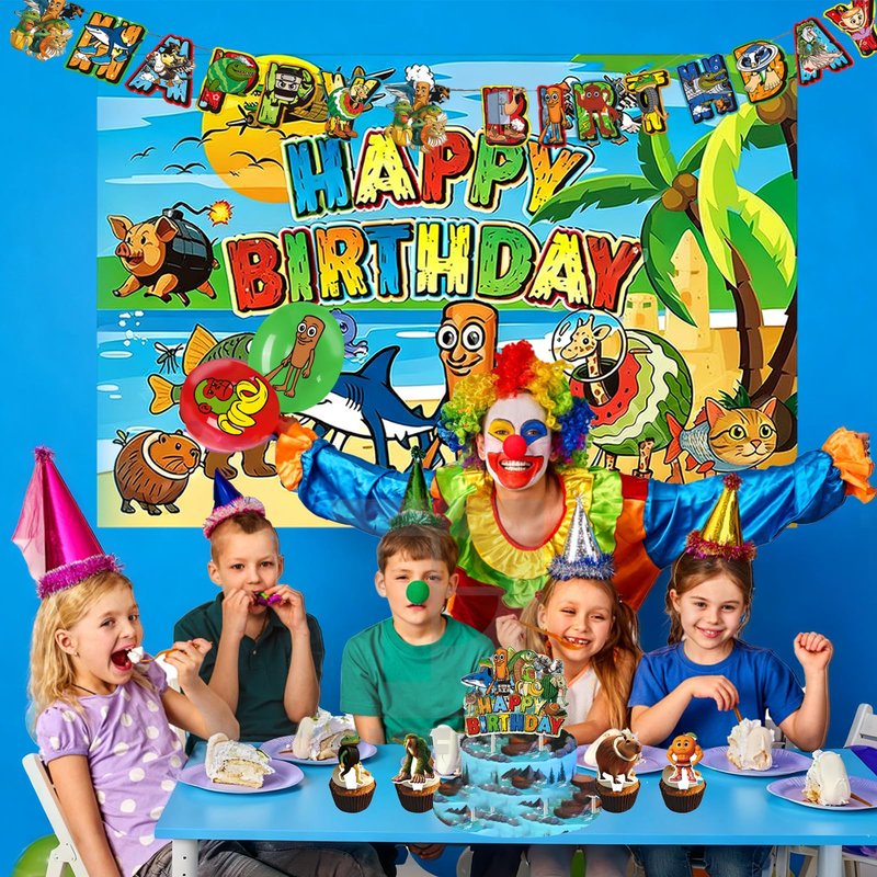 25PCS Italian Brainrot Cupcake Toppers,Tralalero Tralala Shark Cake Toppers Set Happy Birthday Decorations,Brain Rot Party Decor Animal Theme for Kids