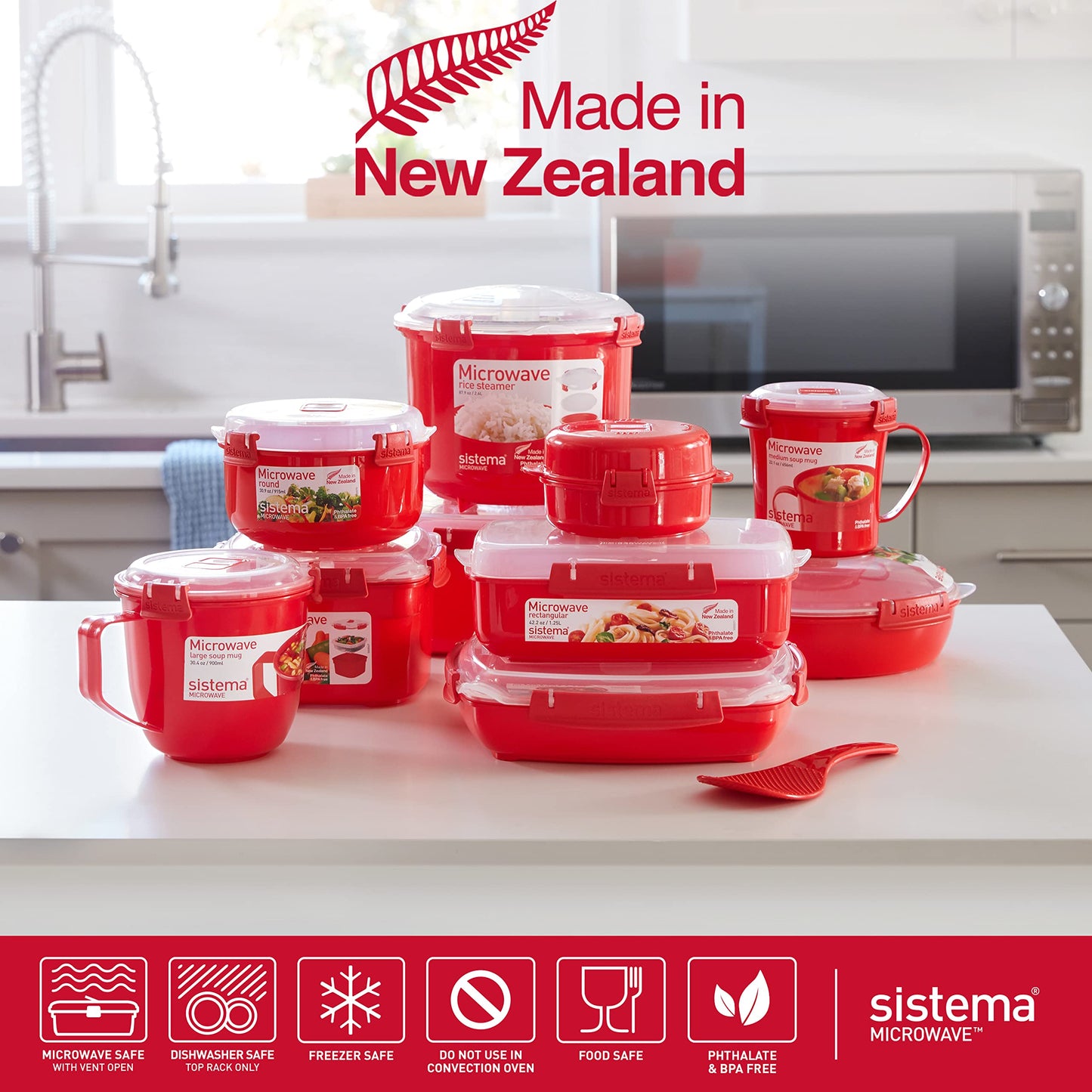 Sistema Heat & Eat Microwave Container Set, 4 Rectangular Microwaveable Food Containers with Lids & Steam Release Vents, Dishwasher & Freezer-Safe Food Storage, 2 x 1.25L & 525mL Sizes, BPA-Free