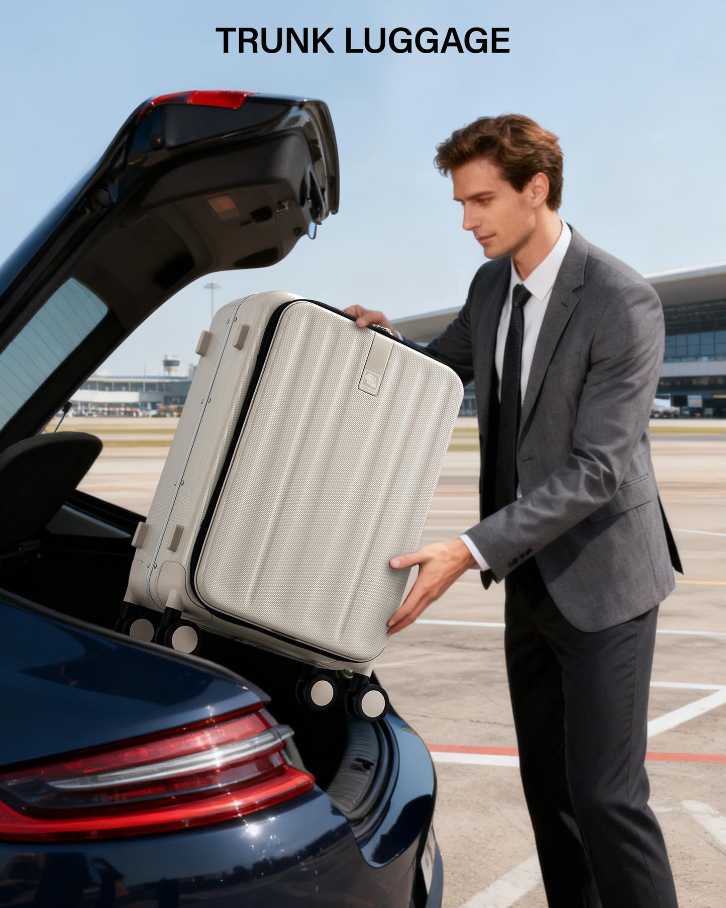 Hanke 26 Inch Large Luggage Suitcase Top Opening Aluminum Frame Travel Luggage Hard Shell Suitcases with Wheels for Woman Men.(Ivory white)