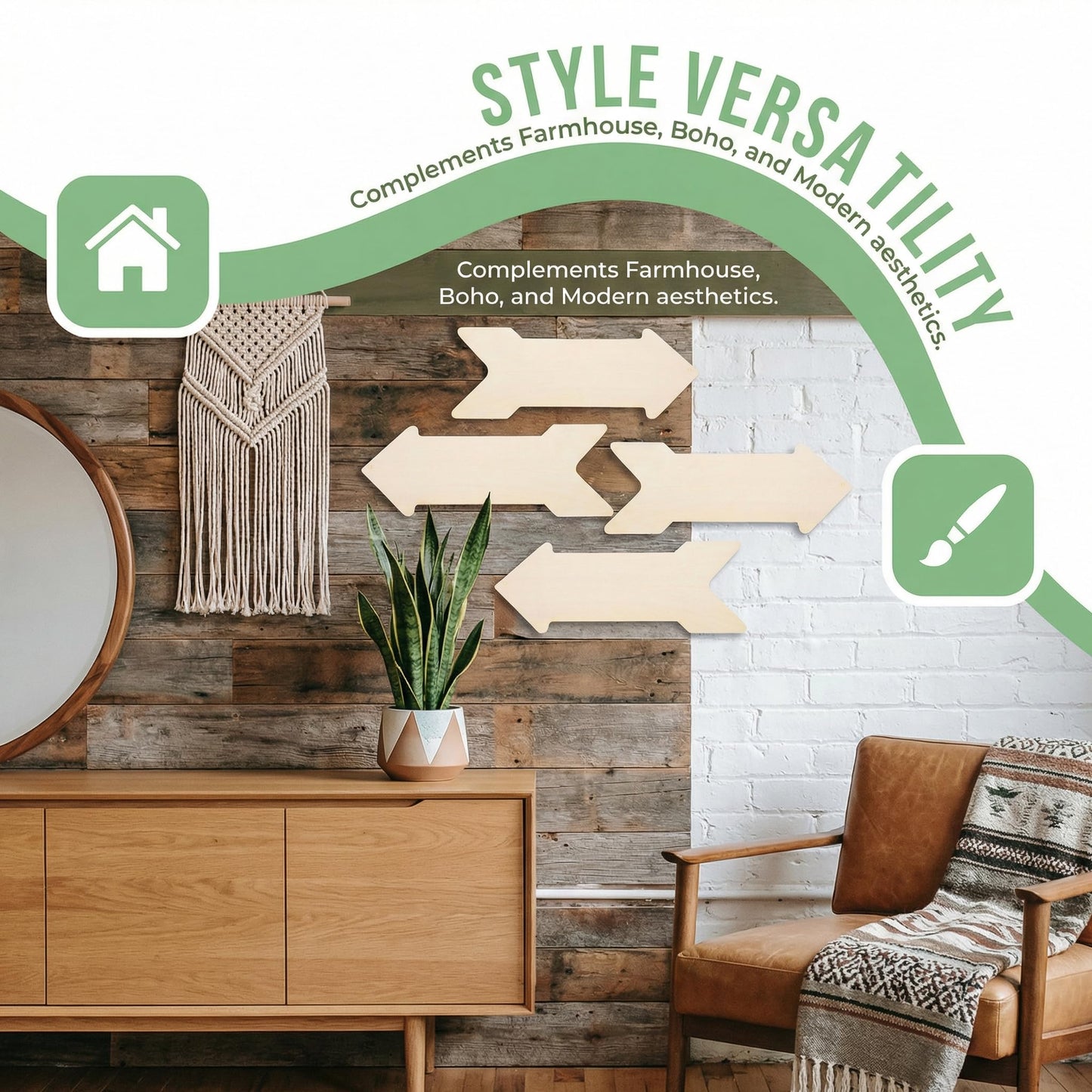 DECHOUS 4Pcs Wooden Arrow Signs: Blank Unfinished Wood Arrow Plaques for Crafts, Painting - Rustic Directional Sign Cutouts for DIY Craft Home Wall Decor, Farmhouse, Wedding, 15.7x6 Inch